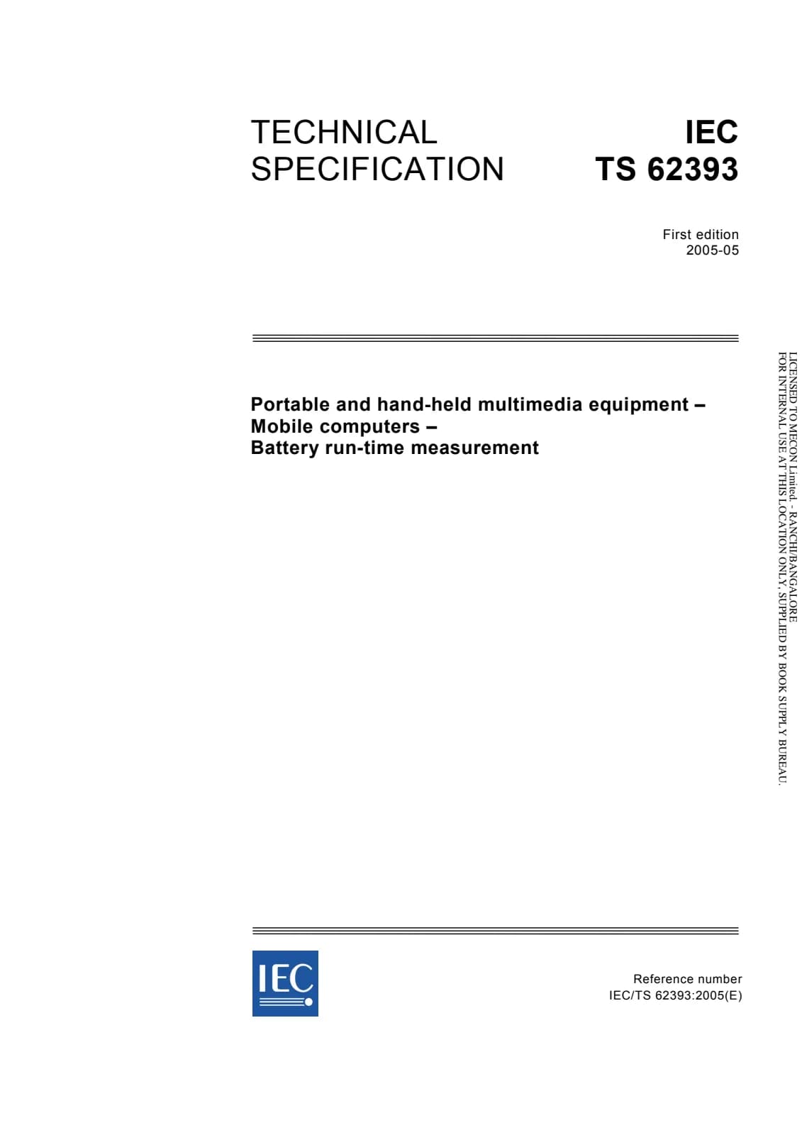 Первая страница стандарта IEC TS 62393:2005
