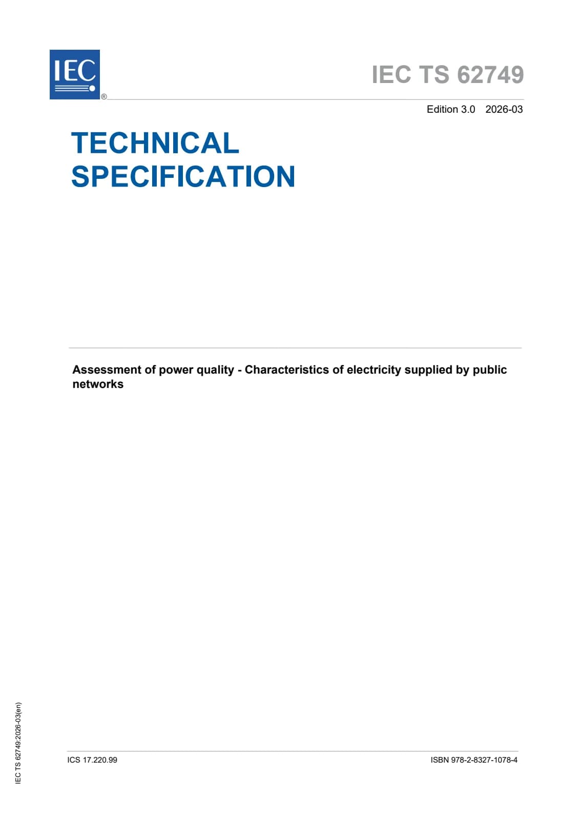 Первая страница стандарта IEC TS 62749:2026