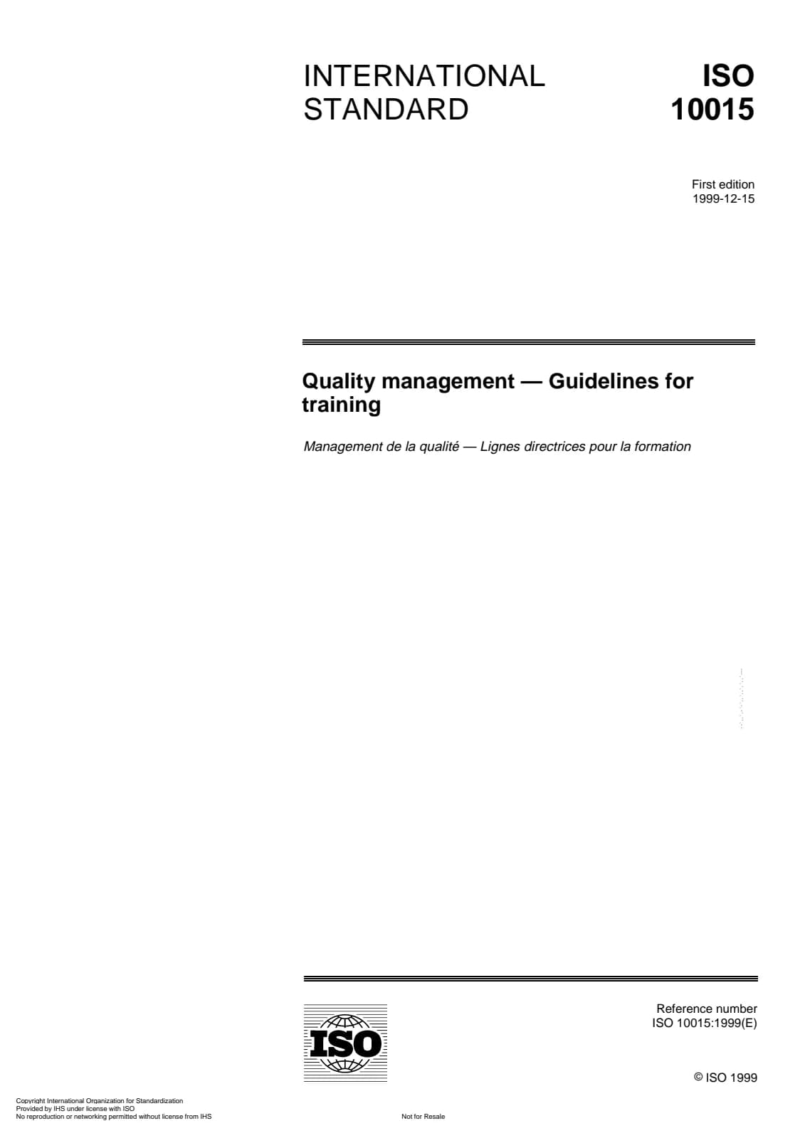 Первая страница стандарта ISO 10015:1999