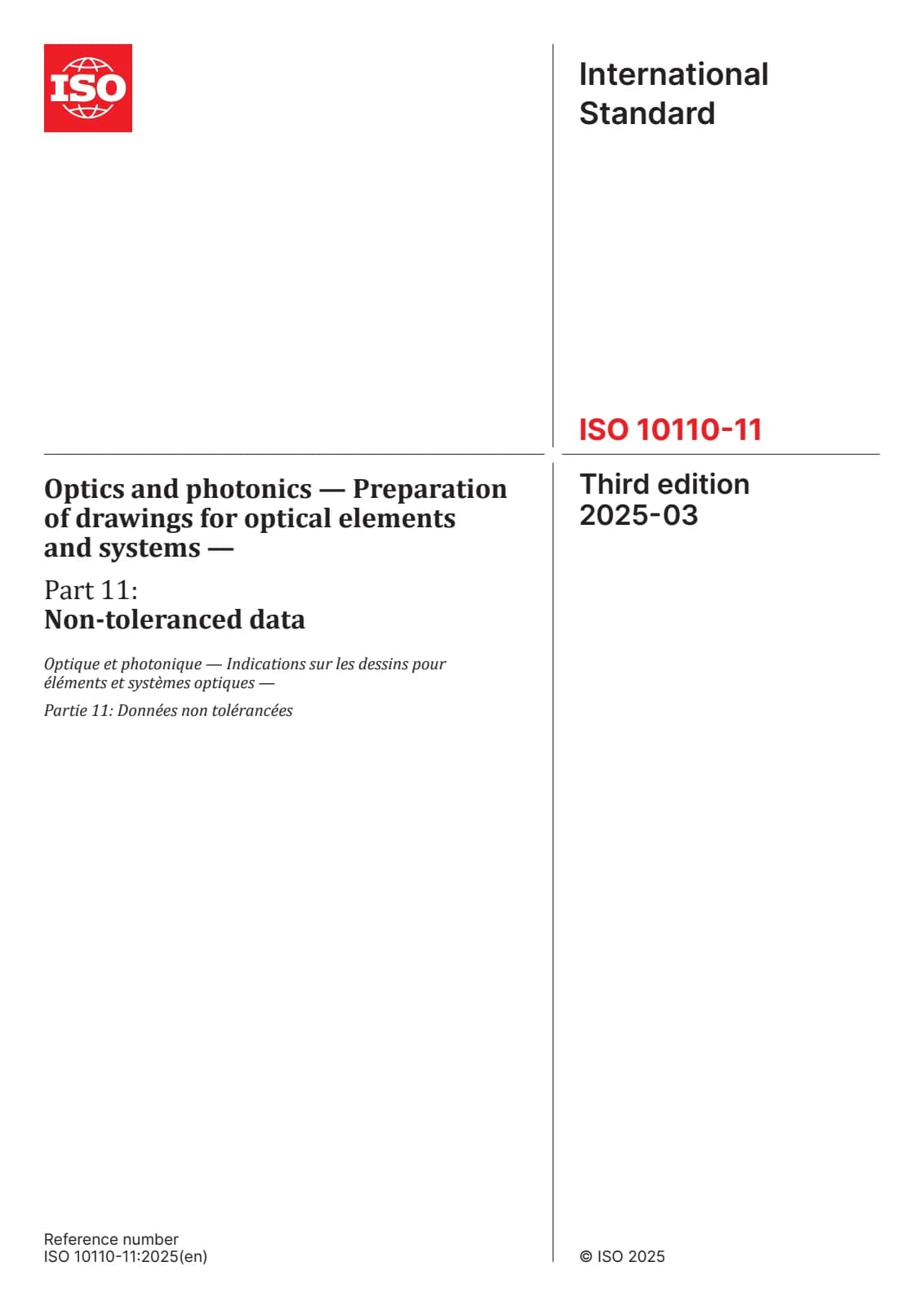 Первая страница стандарта ISO 10110-11:2025