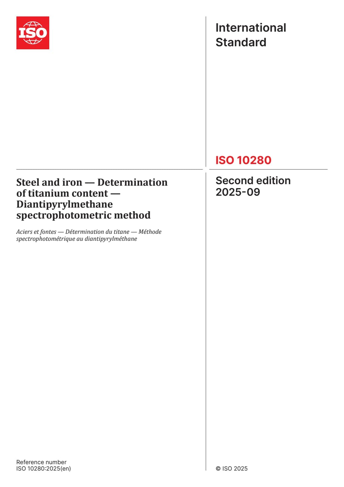 Первая страница стандарта ISO 10280:2025