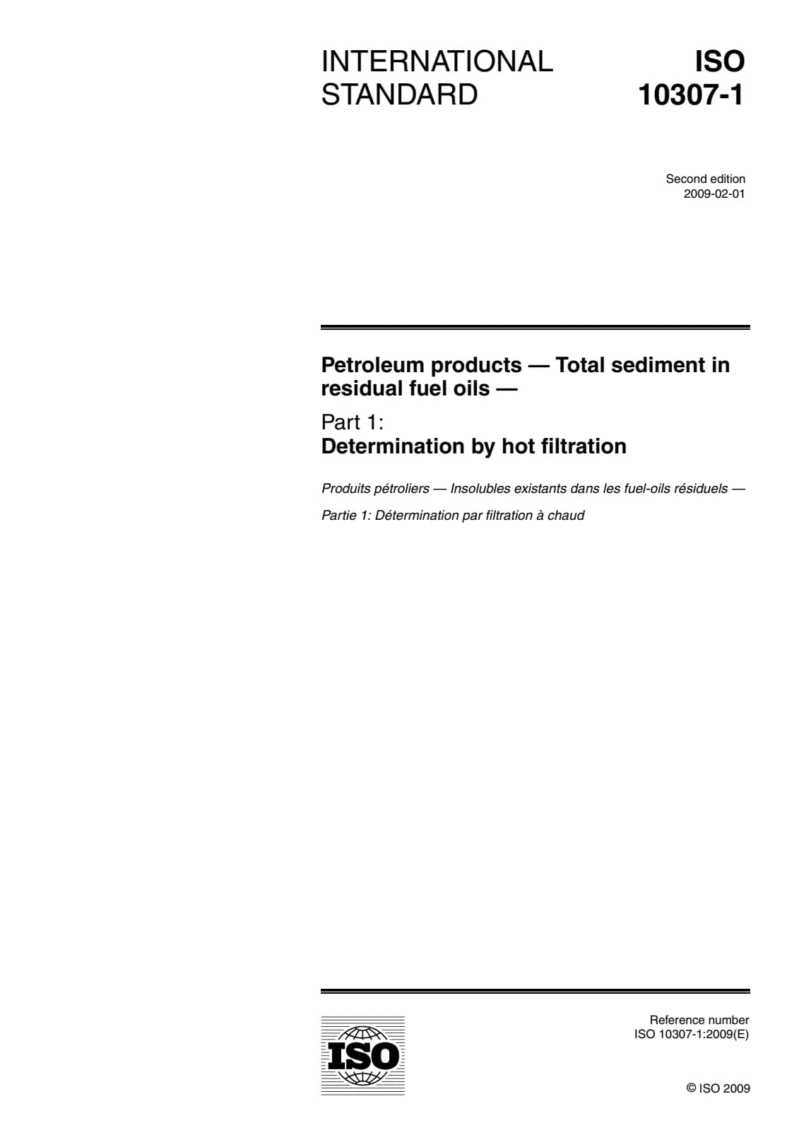 Первая страница стандарта ISO 10307-1:2009