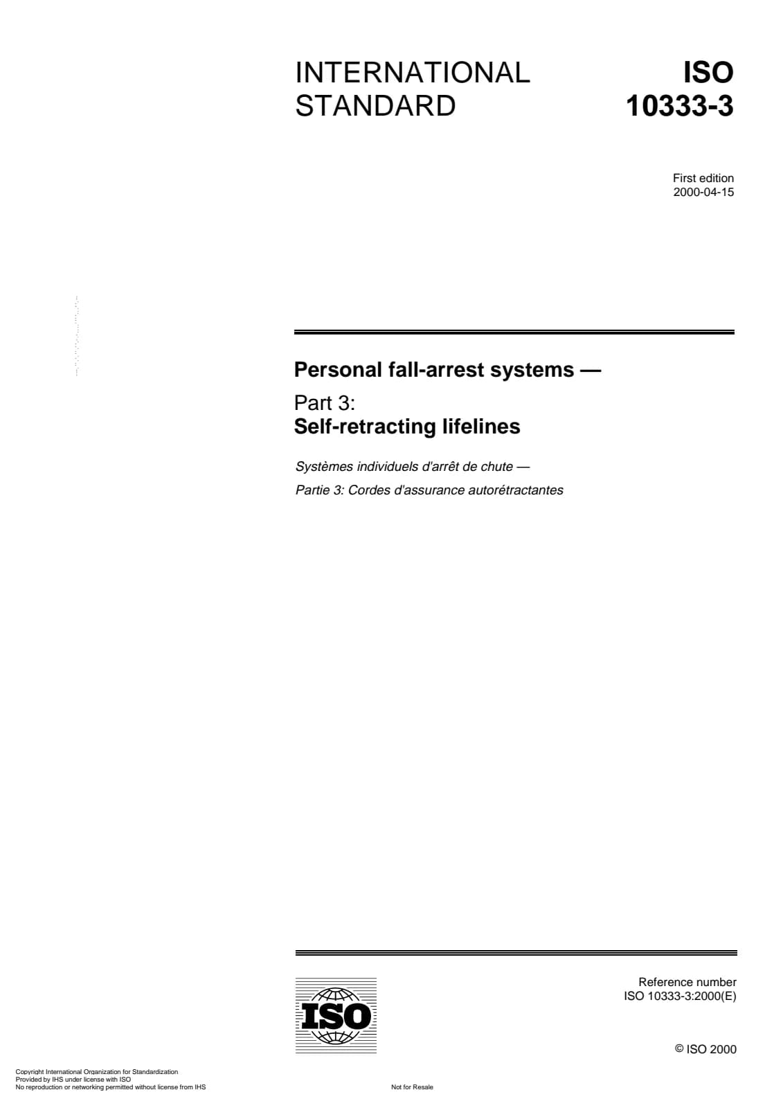 Первая страница стандарта ISO 10333-3:2000