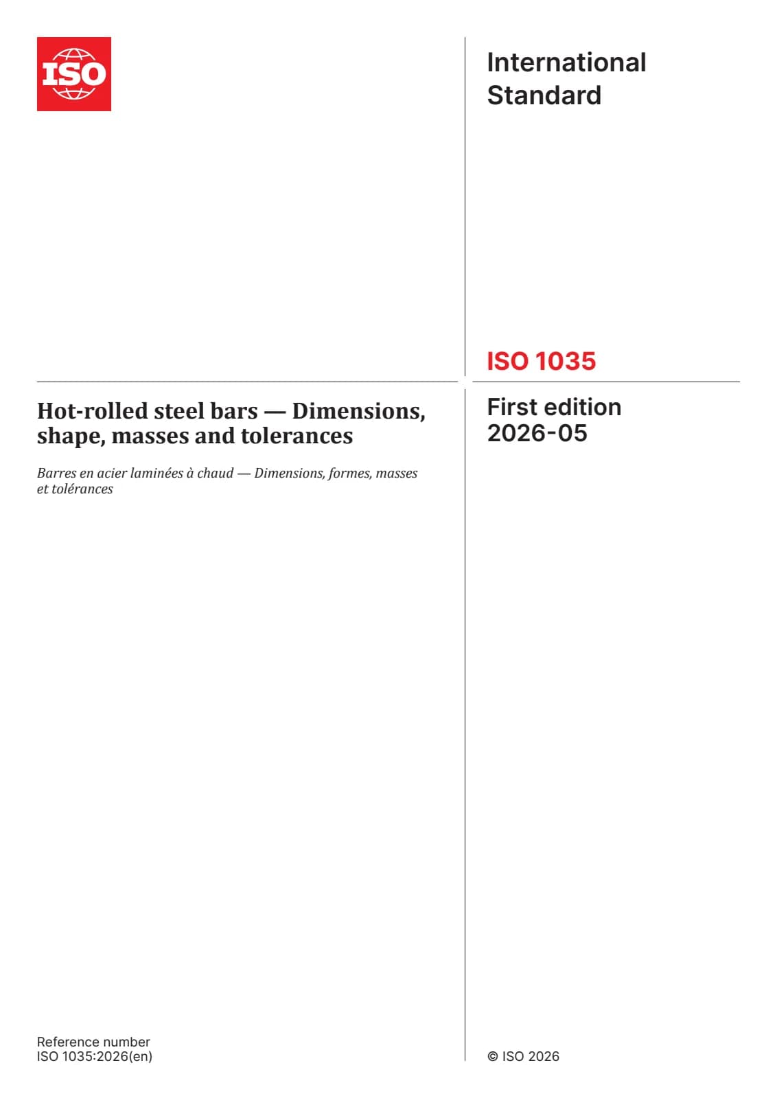 Первая страница стандарта ISO 1035:2026