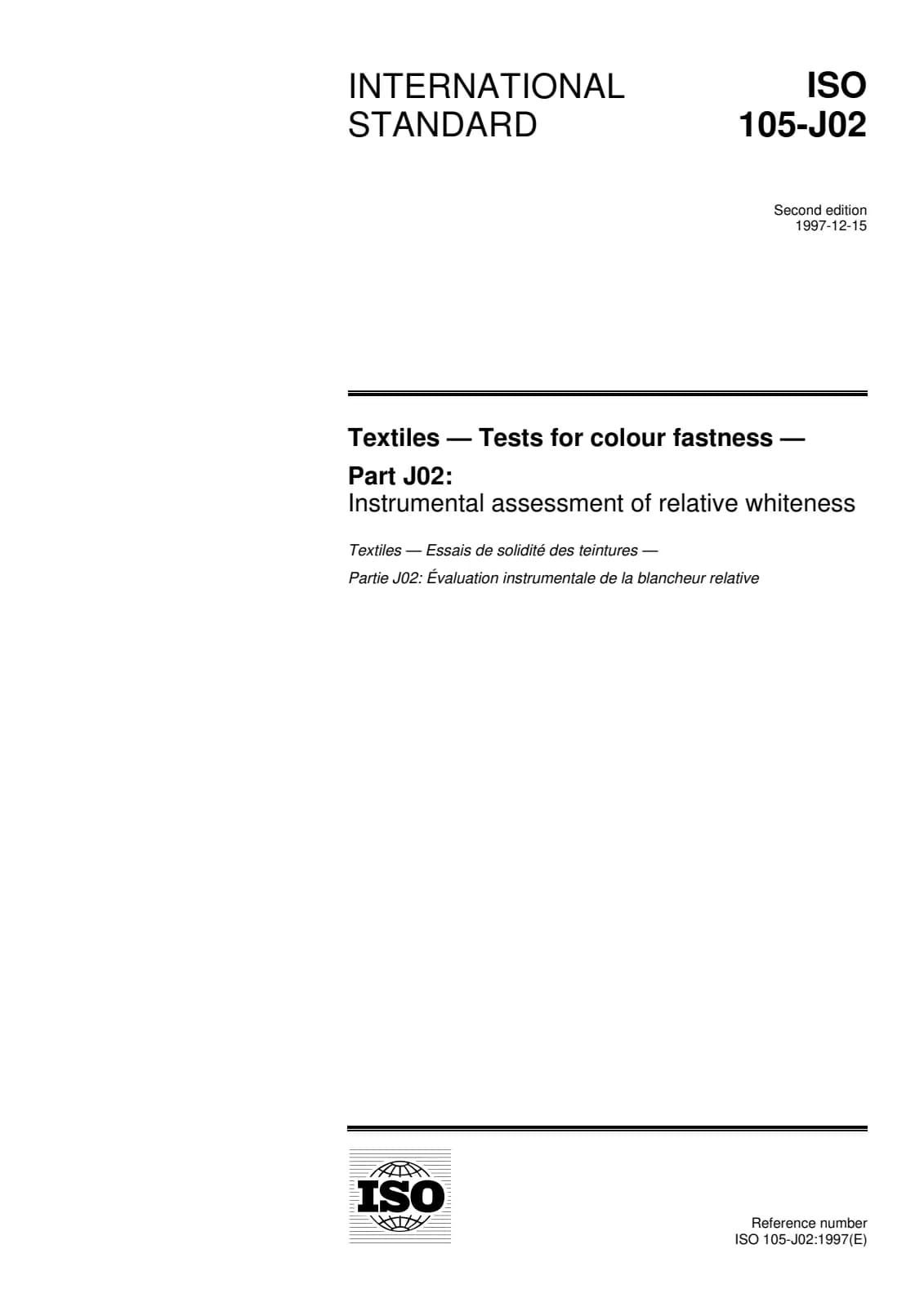 Первая страница стандарта ISO 105-J02:1997