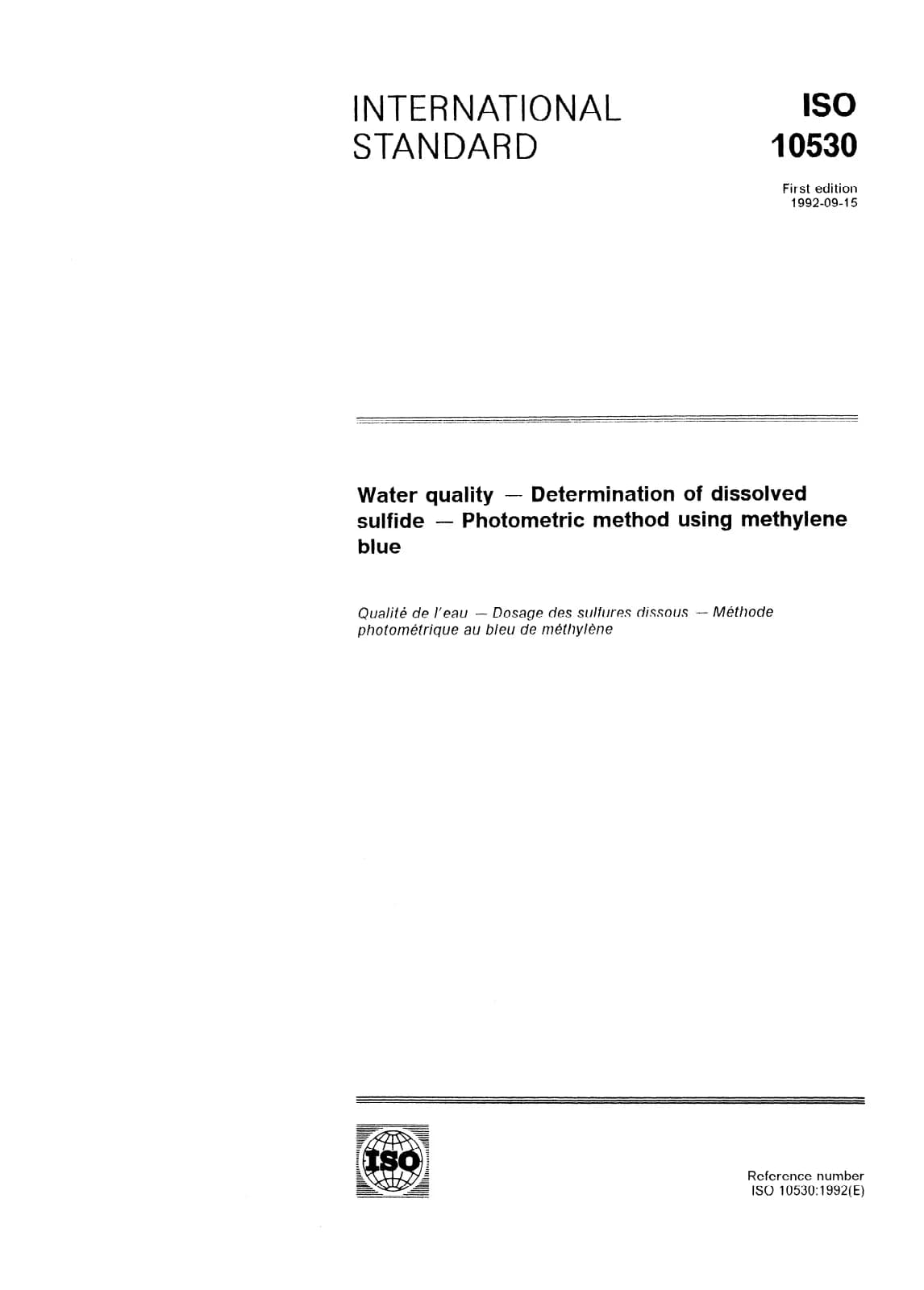 Первая страница стандарта ISO 10530:1992