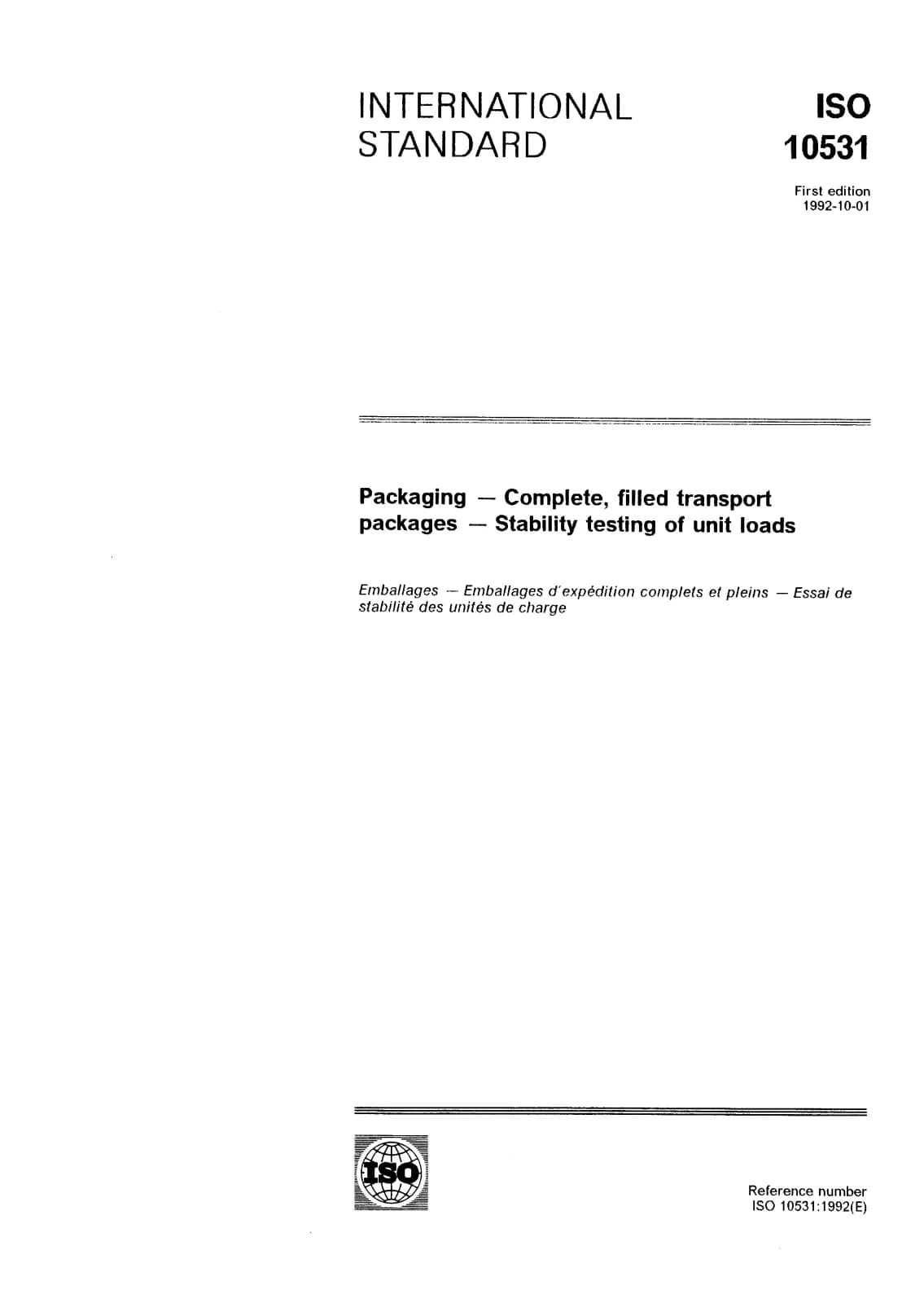 Первая страница стандарта ISO 10531:1992
