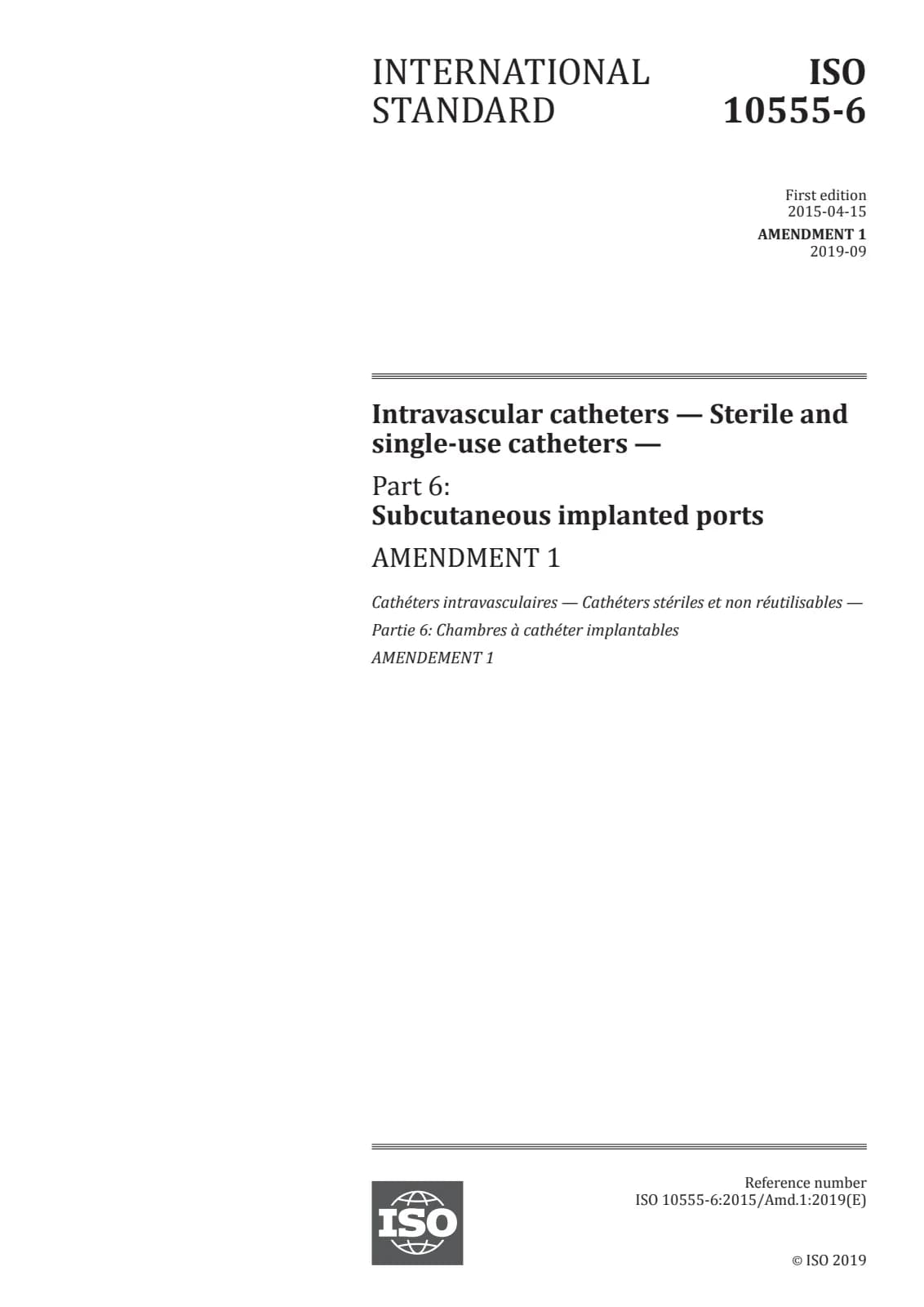 Первая страница стандарта ISO 10555-6:2015