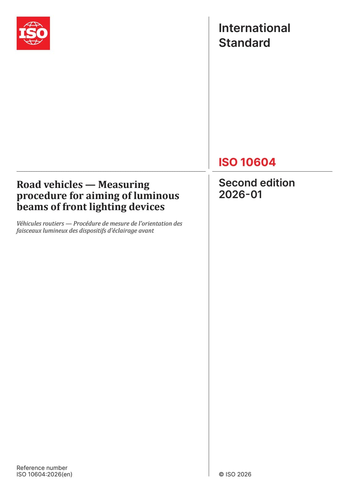 Первая страница стандарта ISO 10604:2026