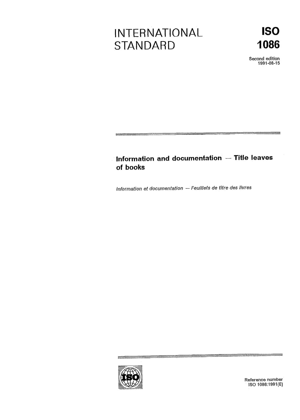 Первая страница стандарта ISO 1086:1991