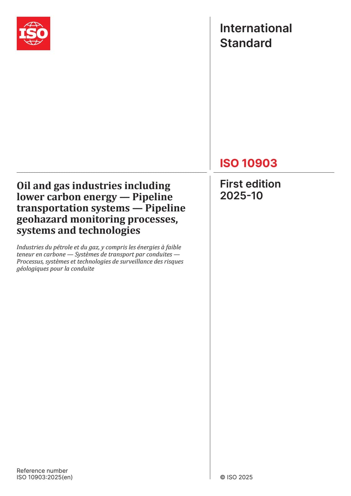 Первая страница стандарта ISO 10903:2025
