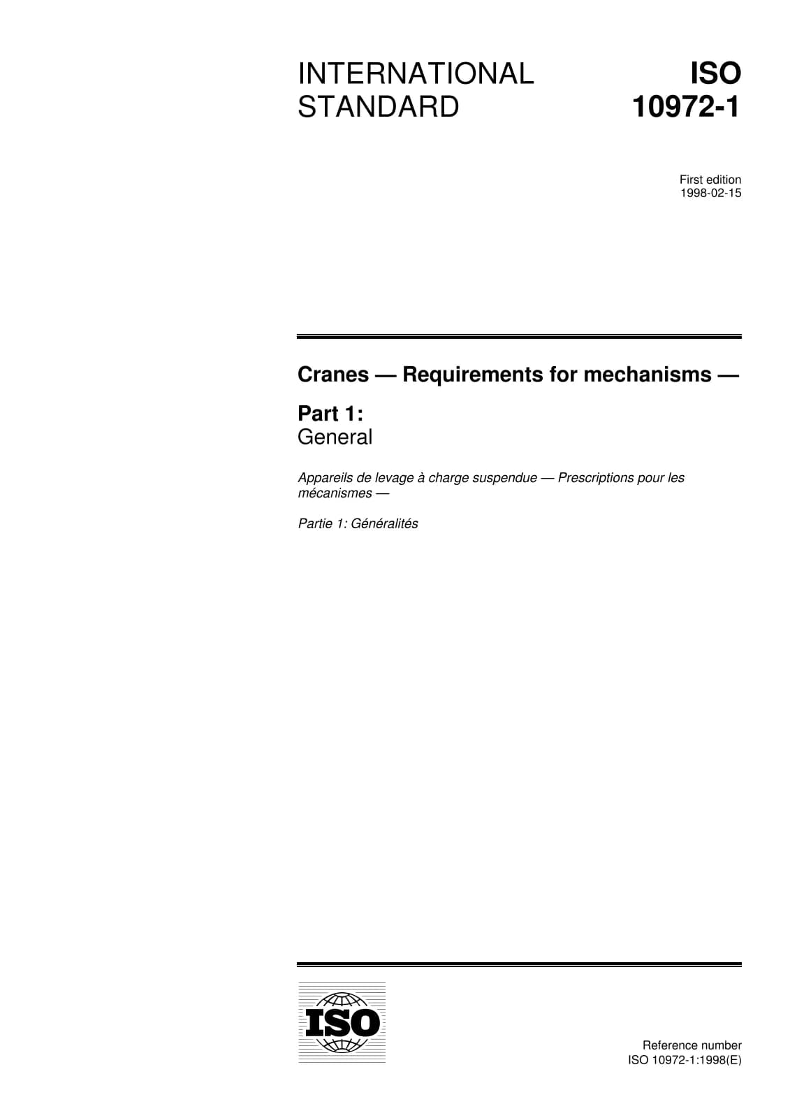 Первая страница стандарта ISO 10972-1:1998