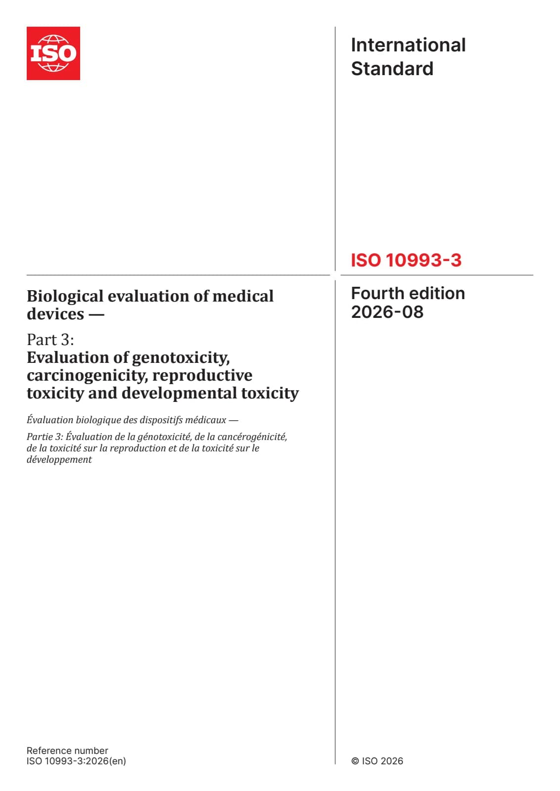 Первая страница стандарта ISO 10993-3:2026
