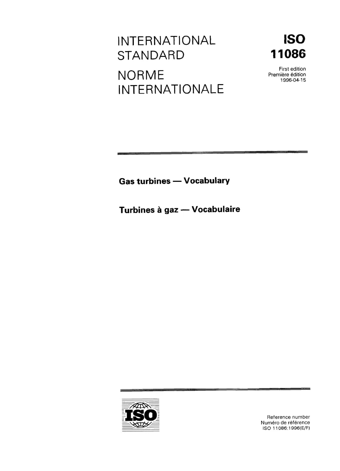 Первая страница стандарта ISO 11086:1996