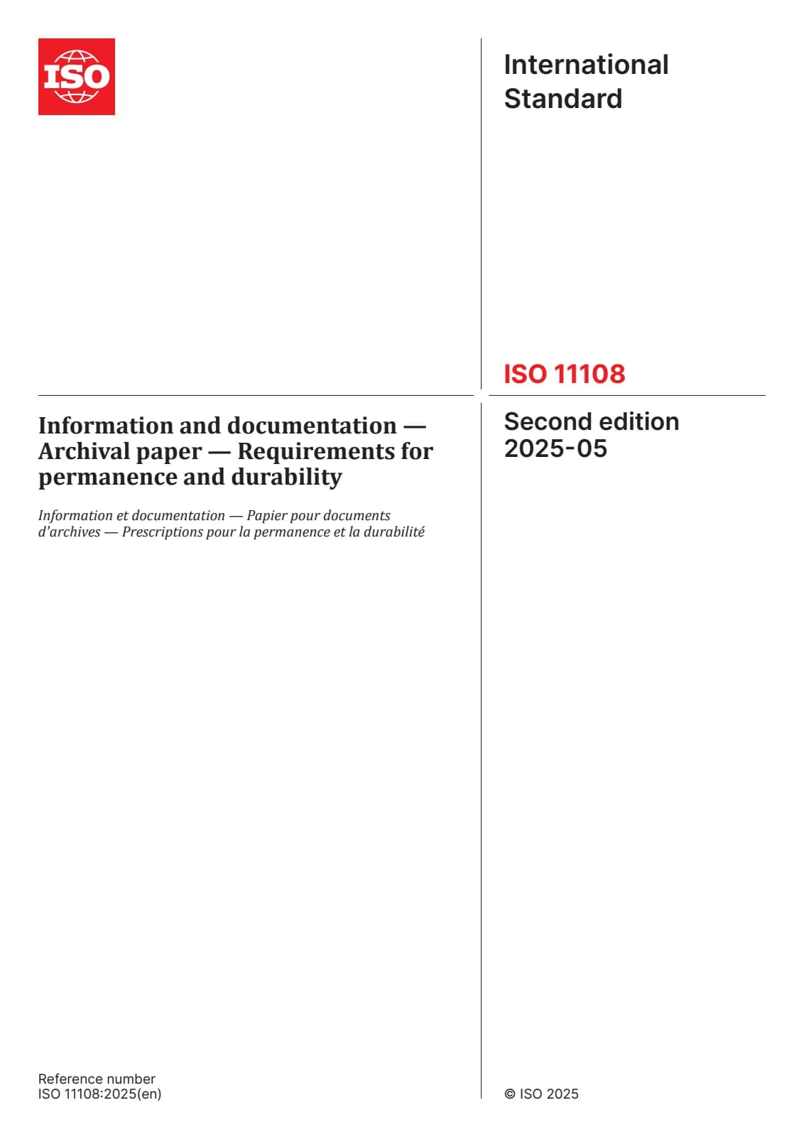 Первая страница стандарта ISO 11108:2025