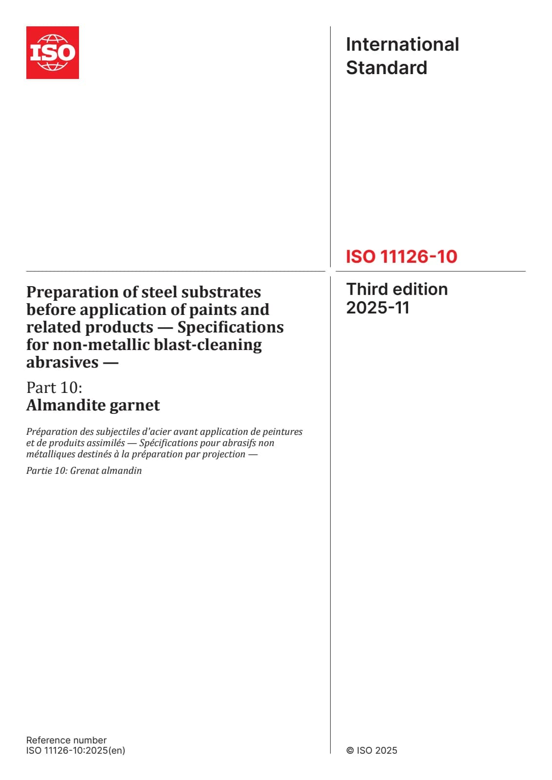 Первая страница стандарта ISO 11126-10:2025