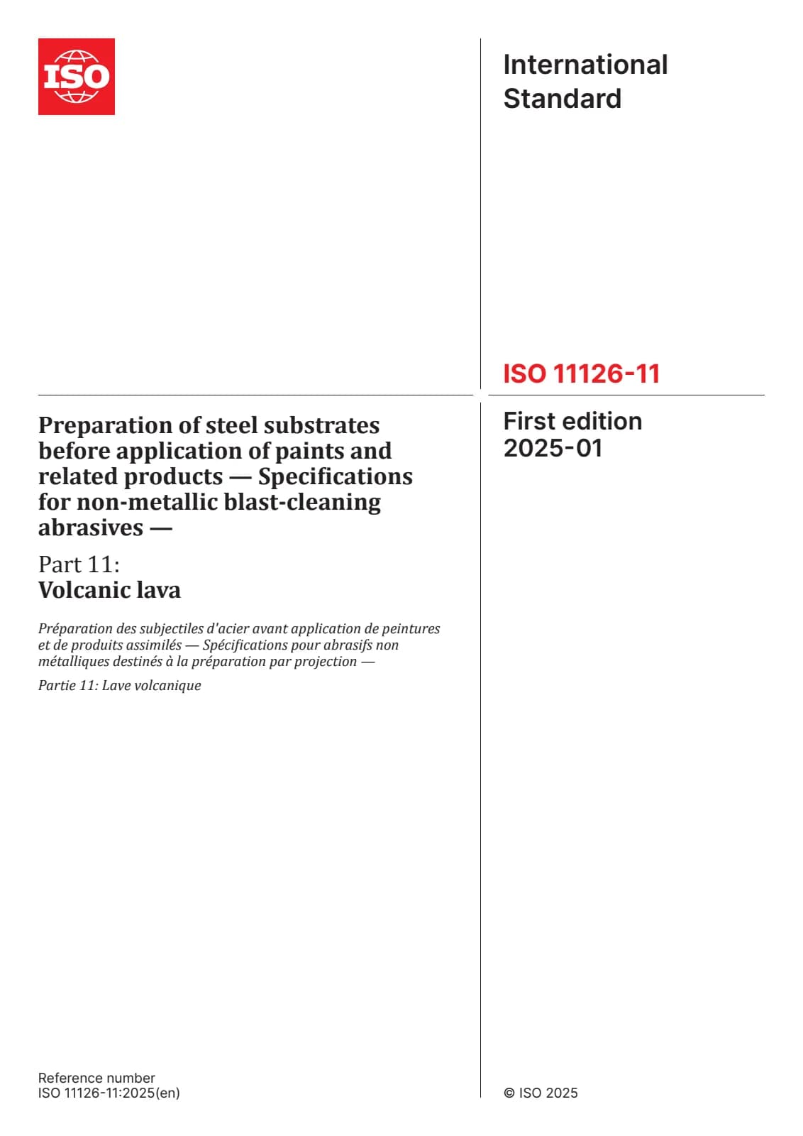 Первая страница стандарта ISO 11126-11:2025