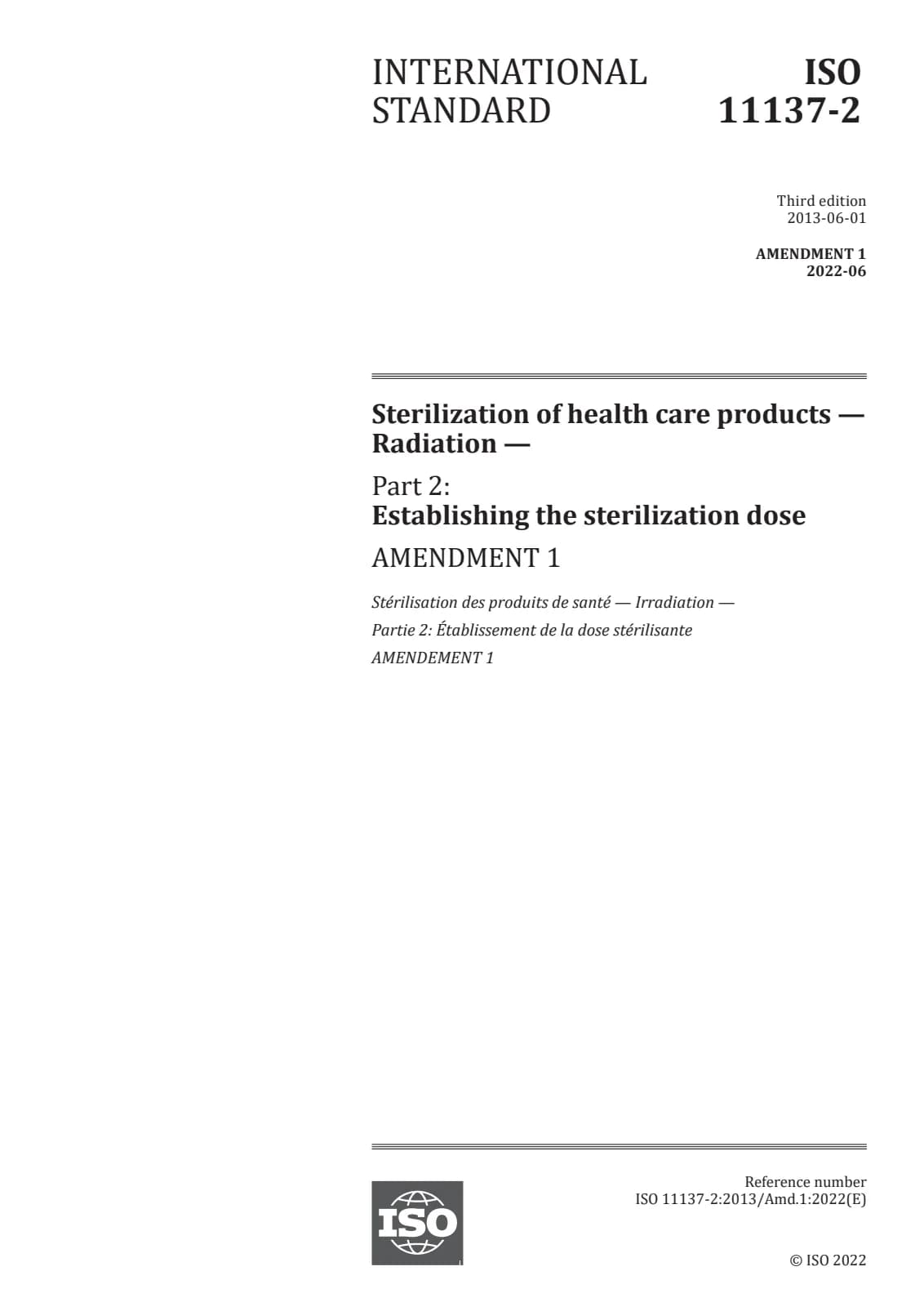 Первая страница стандарта ISO 11137-2:2013