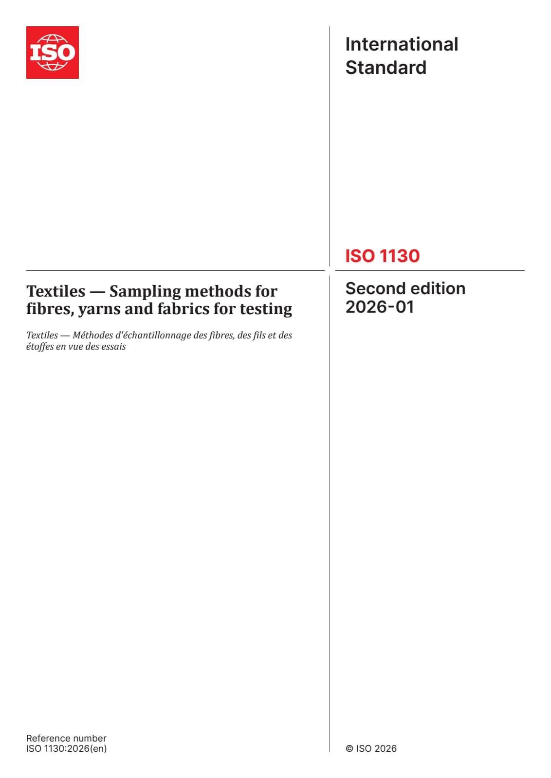 Первая страница стандарта ISO 1130:2026