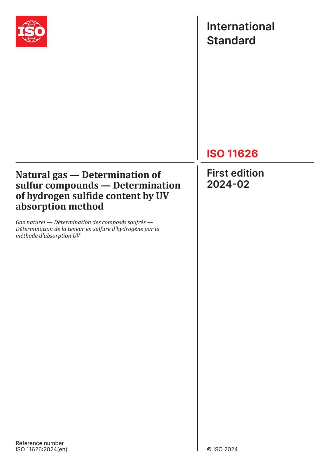Первая страница стандарта ISO 11626:2024