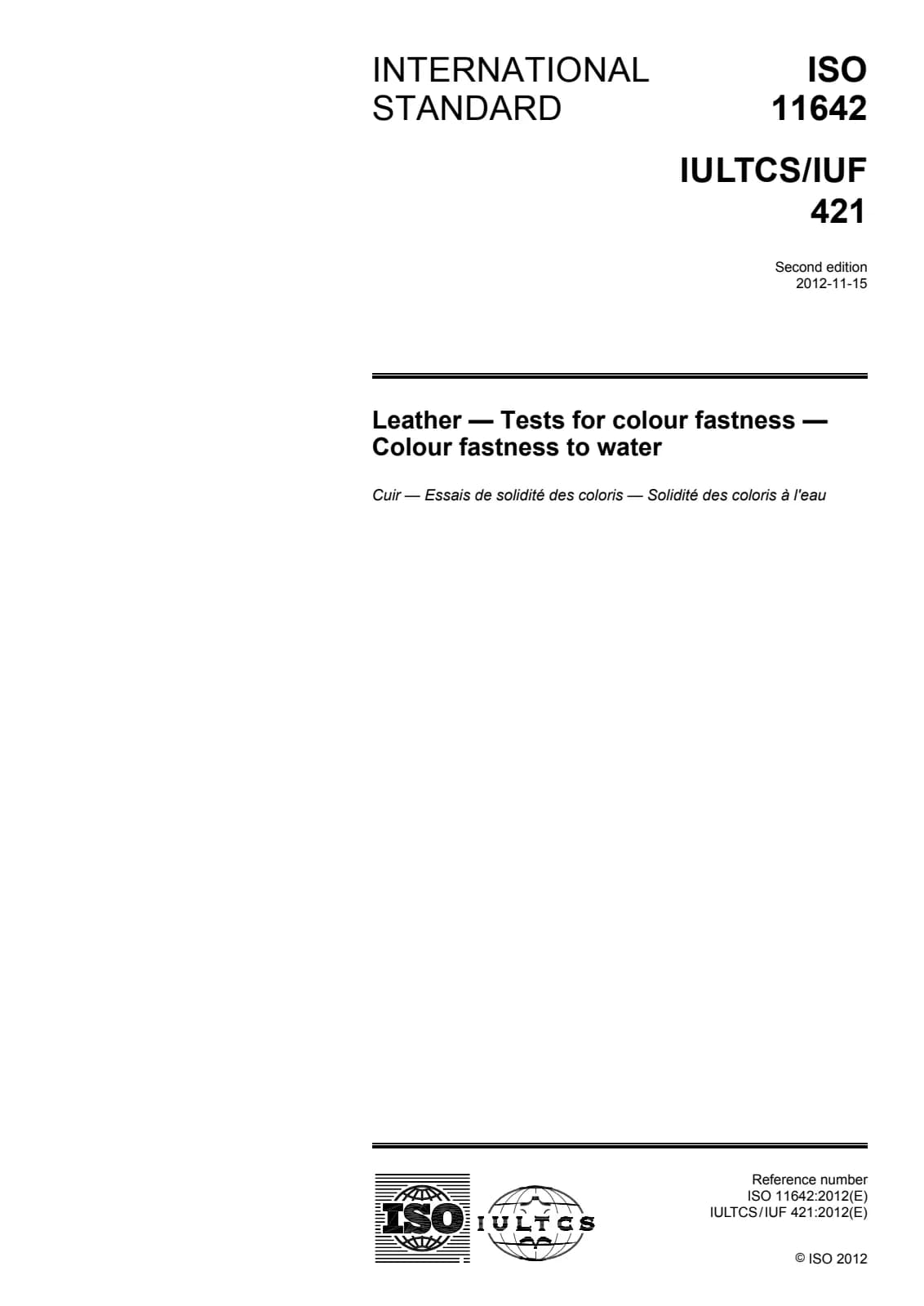 Первая страница стандарта ISO 11642:2012