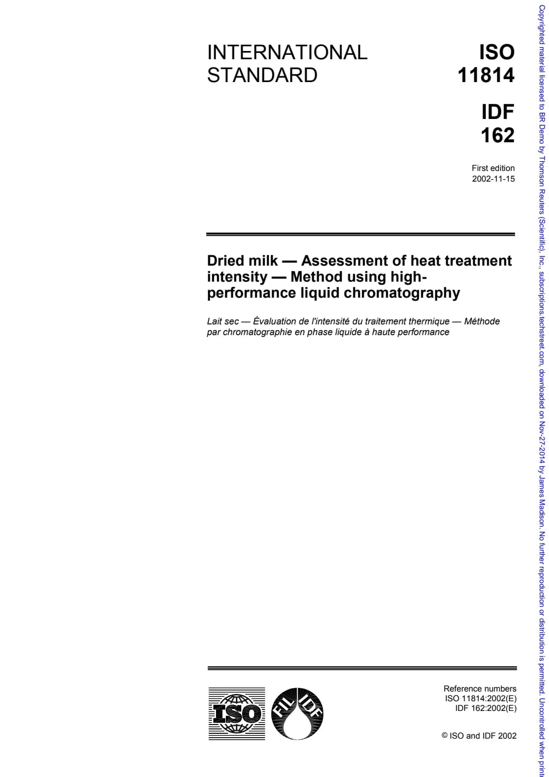 Первая страница стандарта ISO 11814:2002