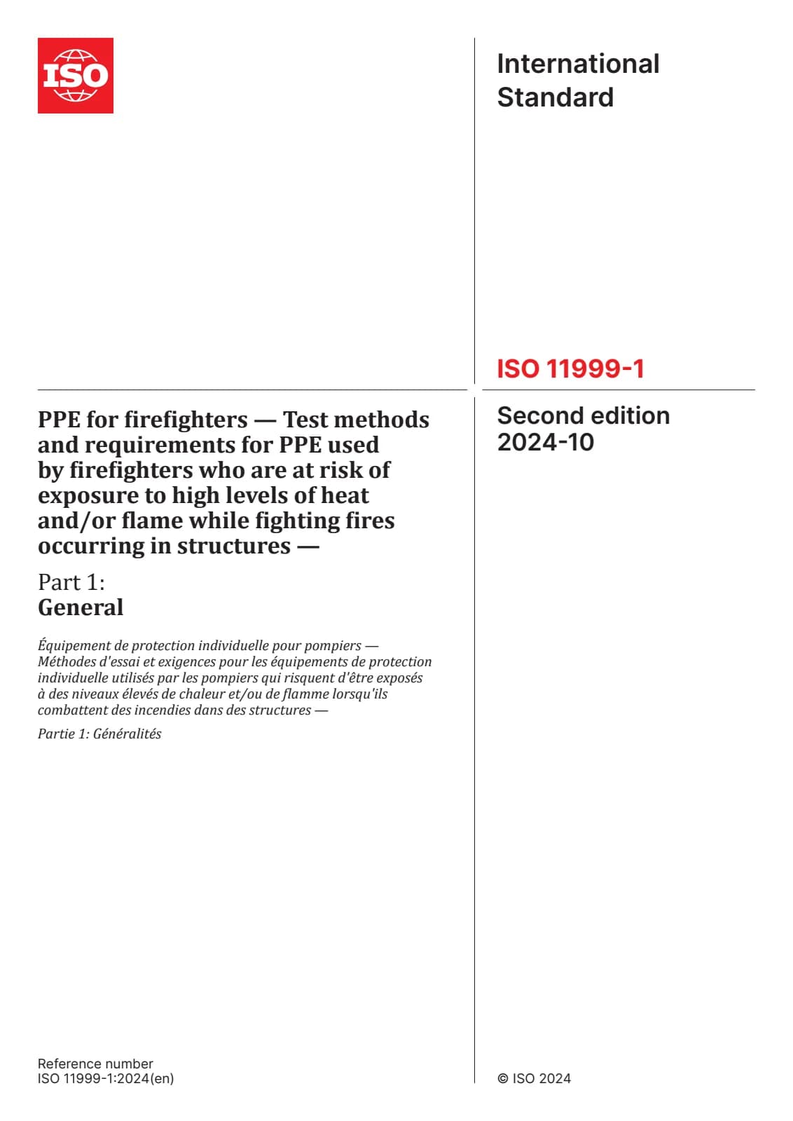 Первая страница стандарта ISO 11999-1:2024