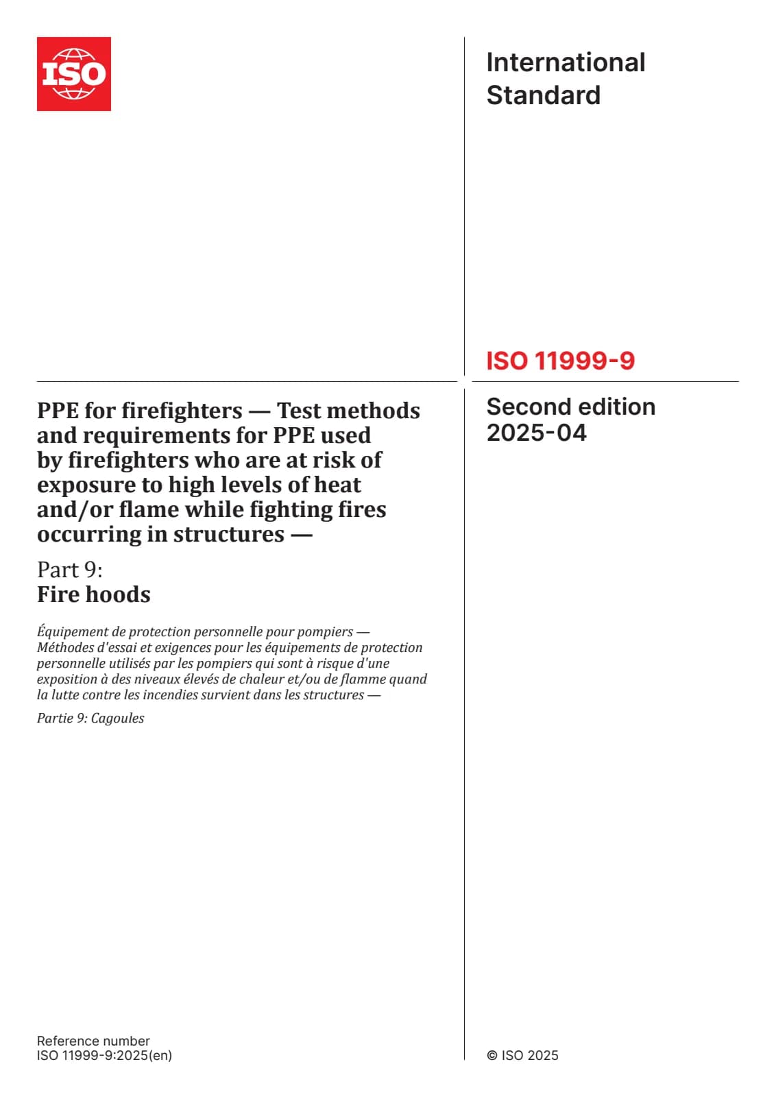 Первая страница стандарта ISO 11999-9:2025