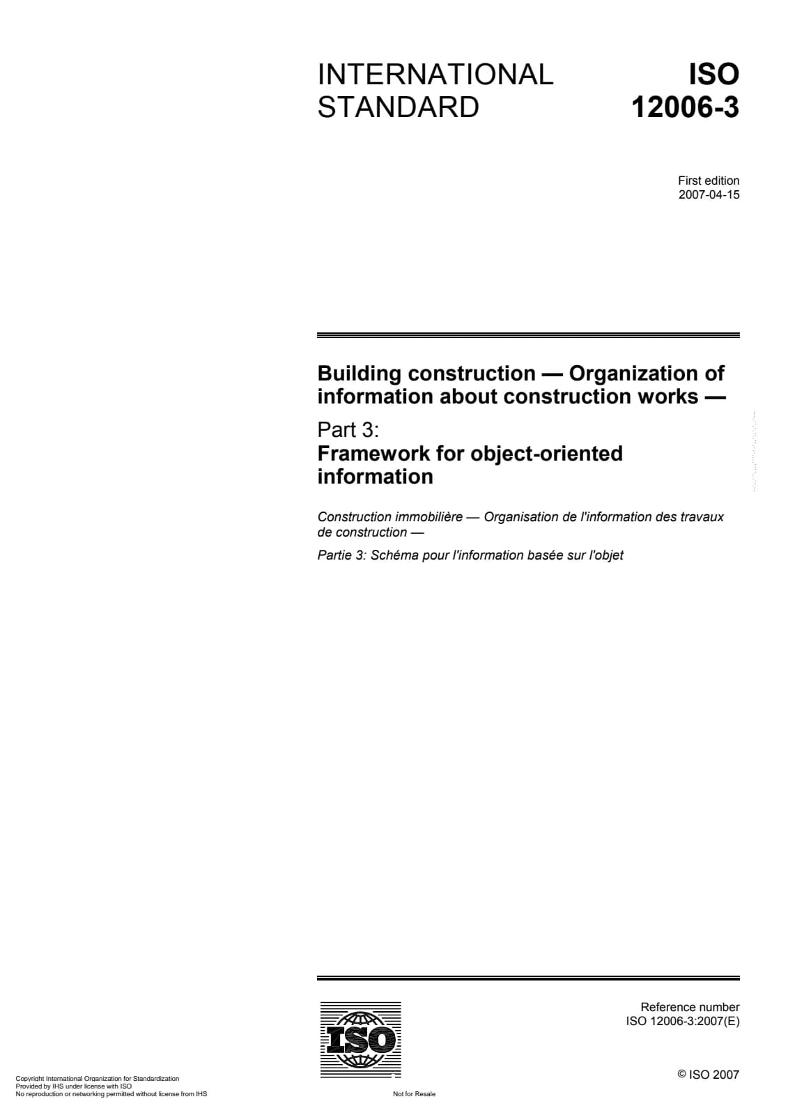 Первая страница стандарта ISO 12006-3:2007