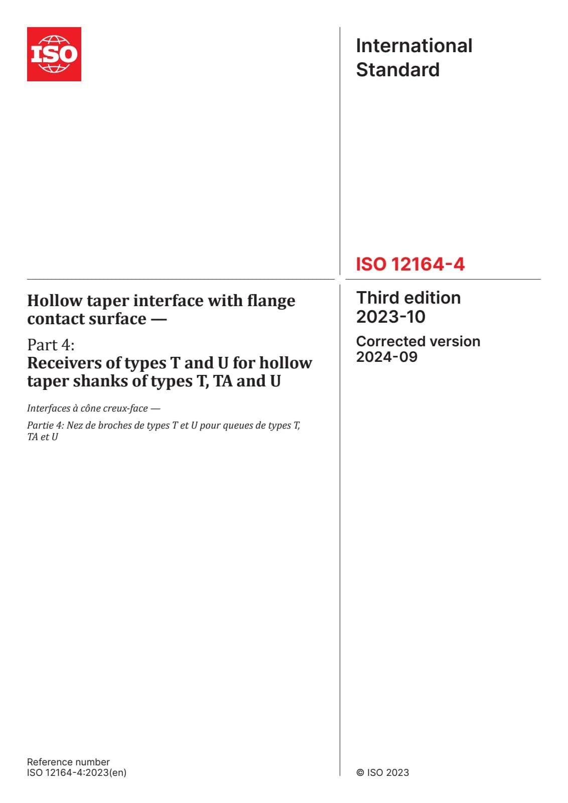Первая страница стандарта ISO 12164-4:2023