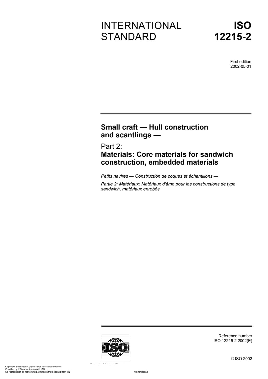 Первая страница стандарта ISO 12215-2:2002