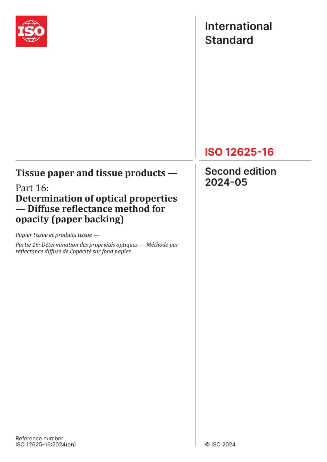 Первая страница стандарта ISO 12625-16:2024