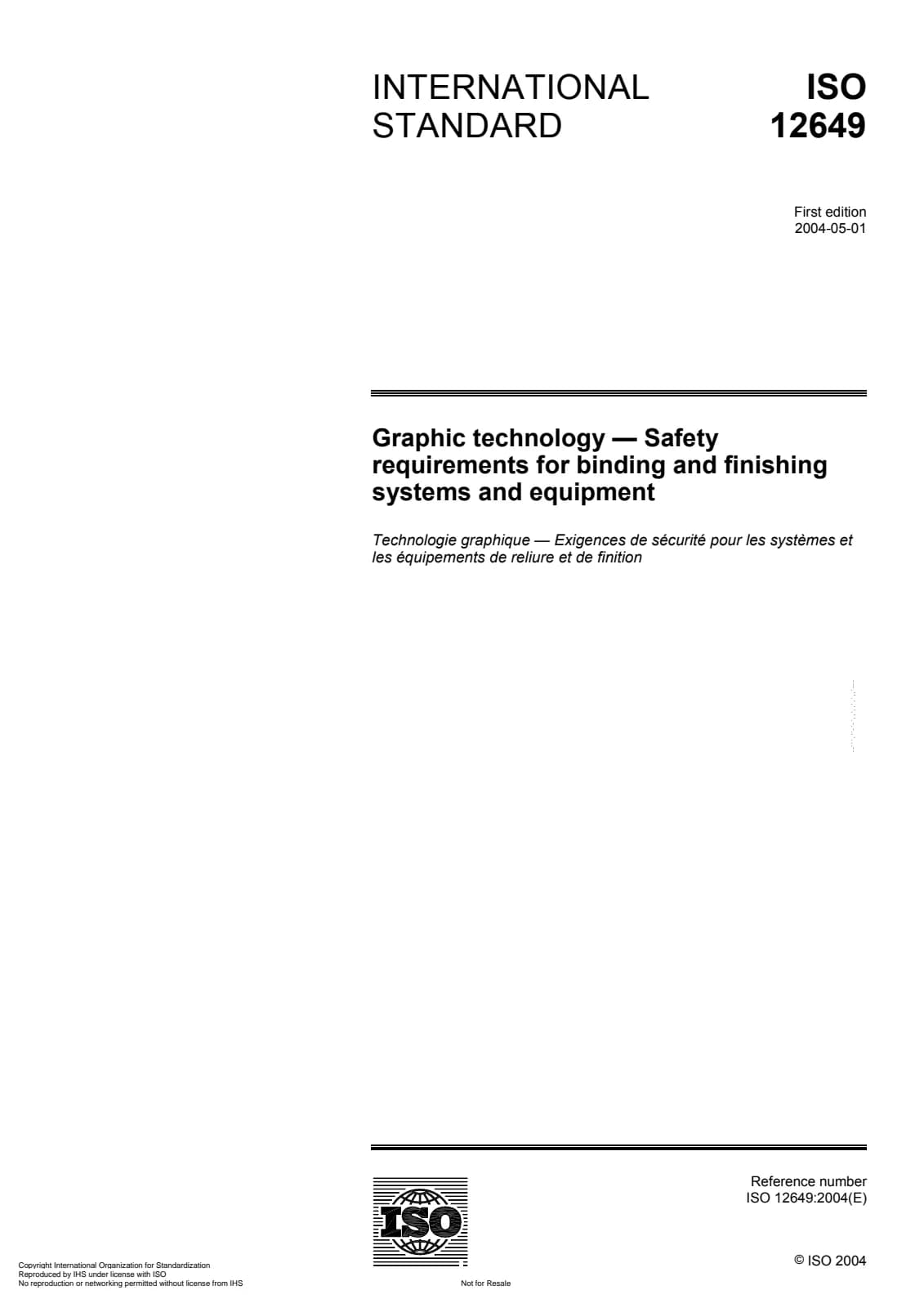 Первая страница стандарта ISO 12649:2004