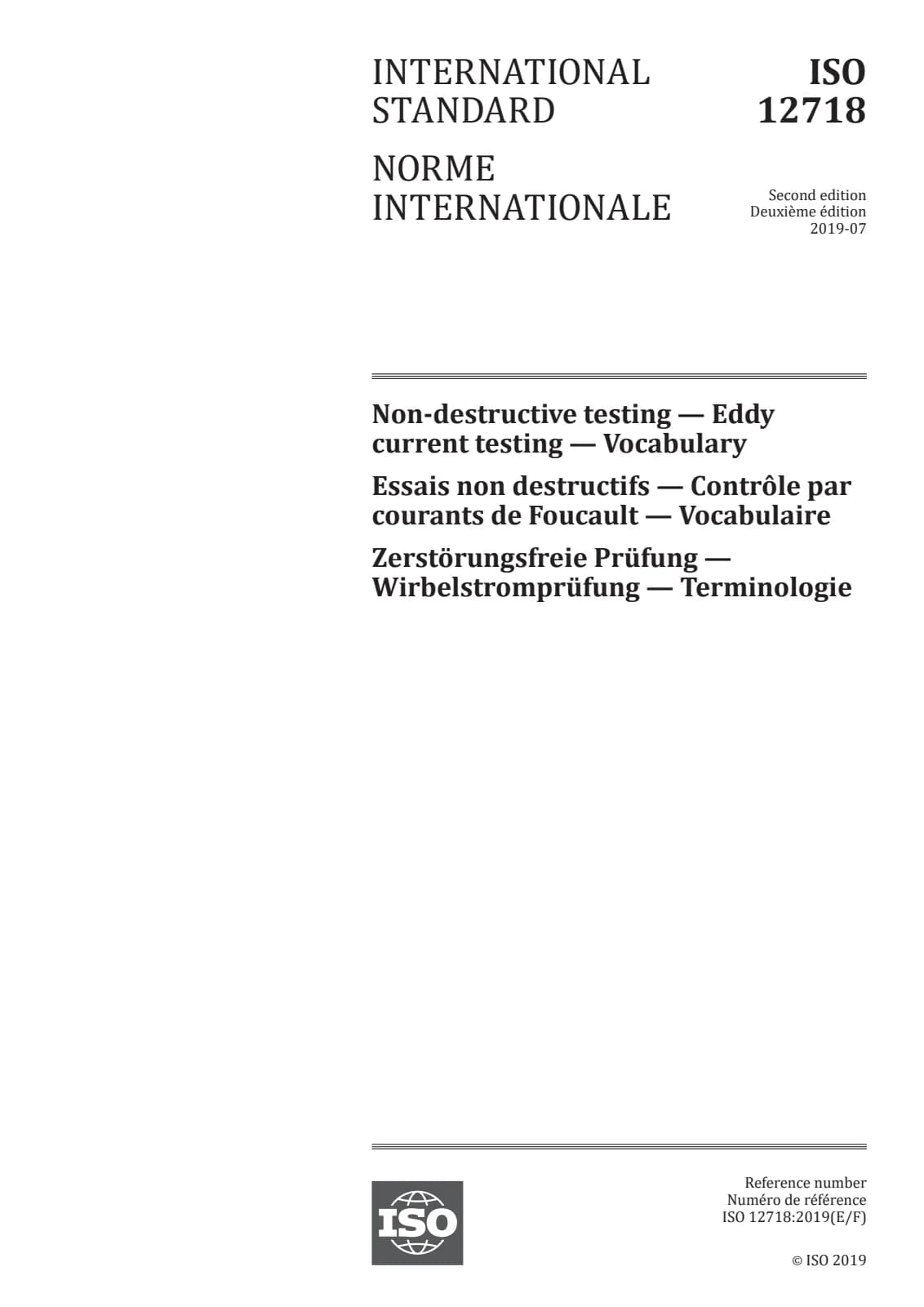 Первая страница стандарта ISO 12718:2019