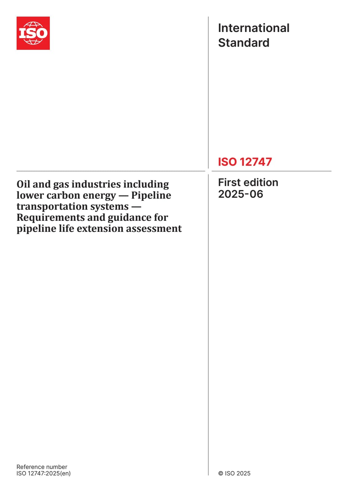 Первая страница стандарта ISO 12747:2025