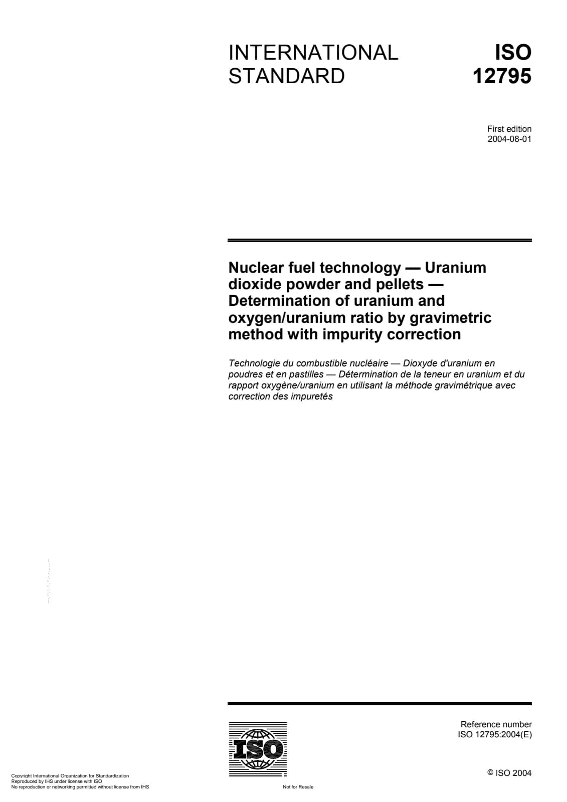Первая страница стандарта ISO 12795:2004