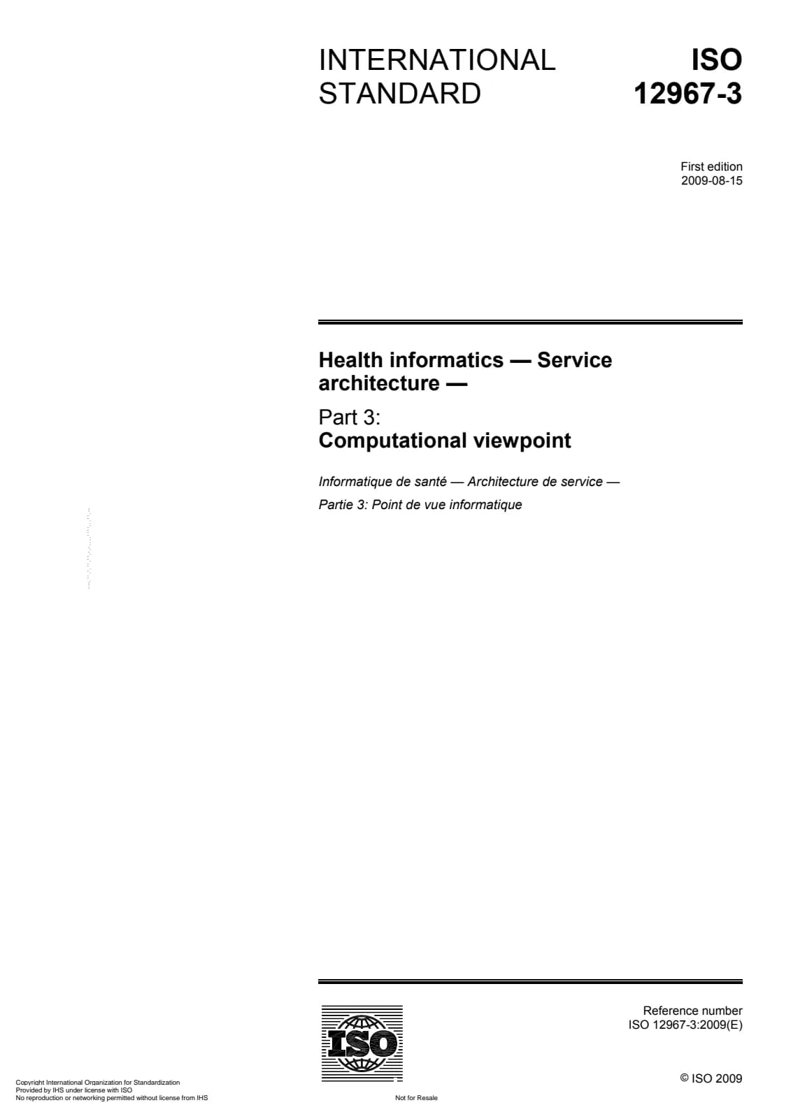 Первая страница стандарта ISO 12967-3:2009