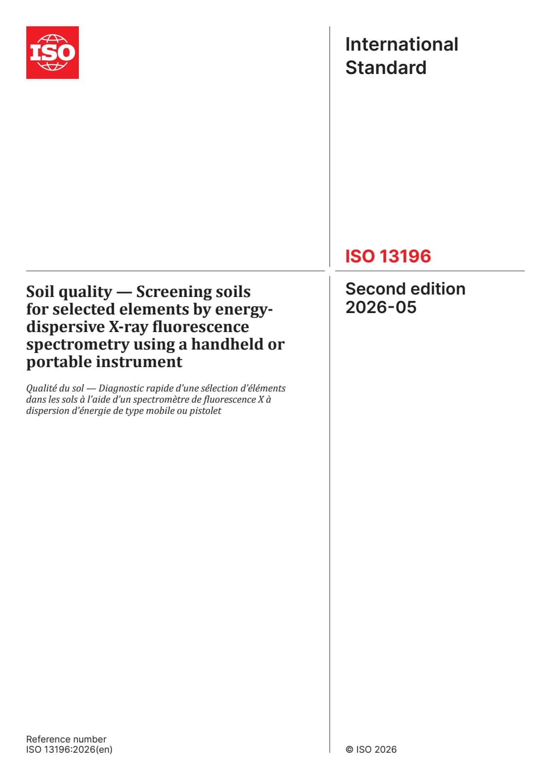 Первая страница стандарта ISO 13196:2026