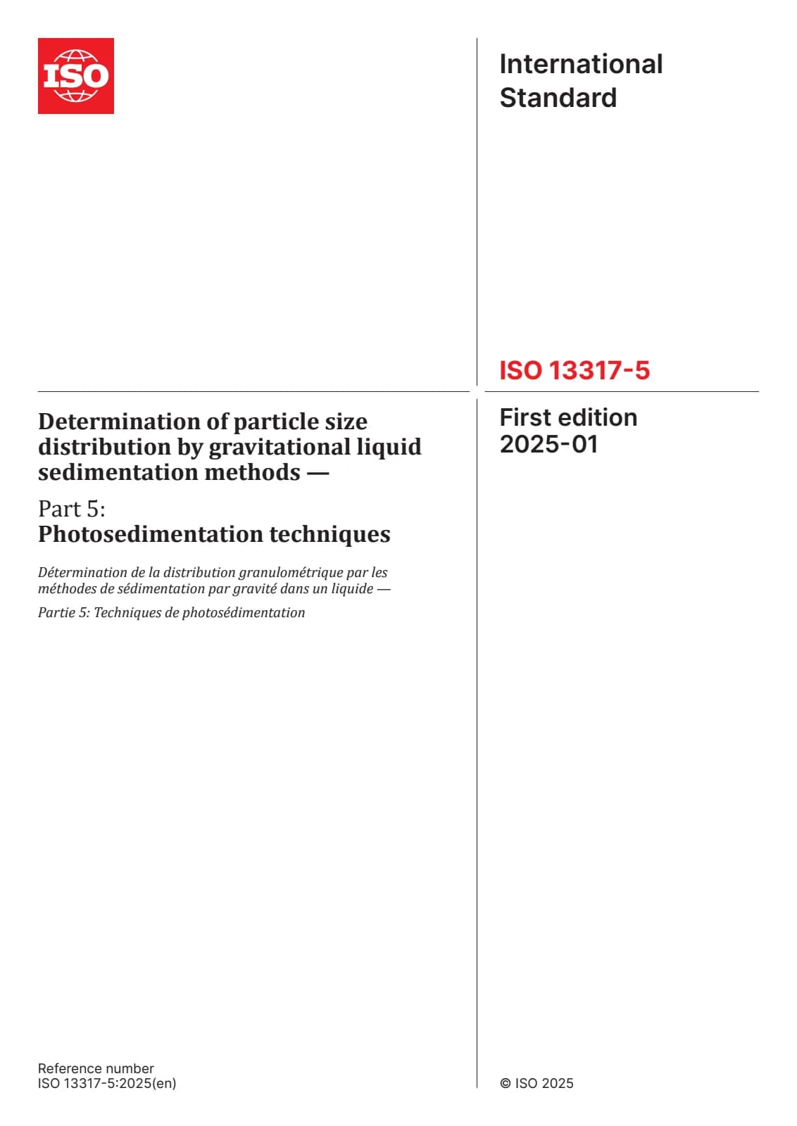 Первая страница стандарта ISO 13317-5:2025
