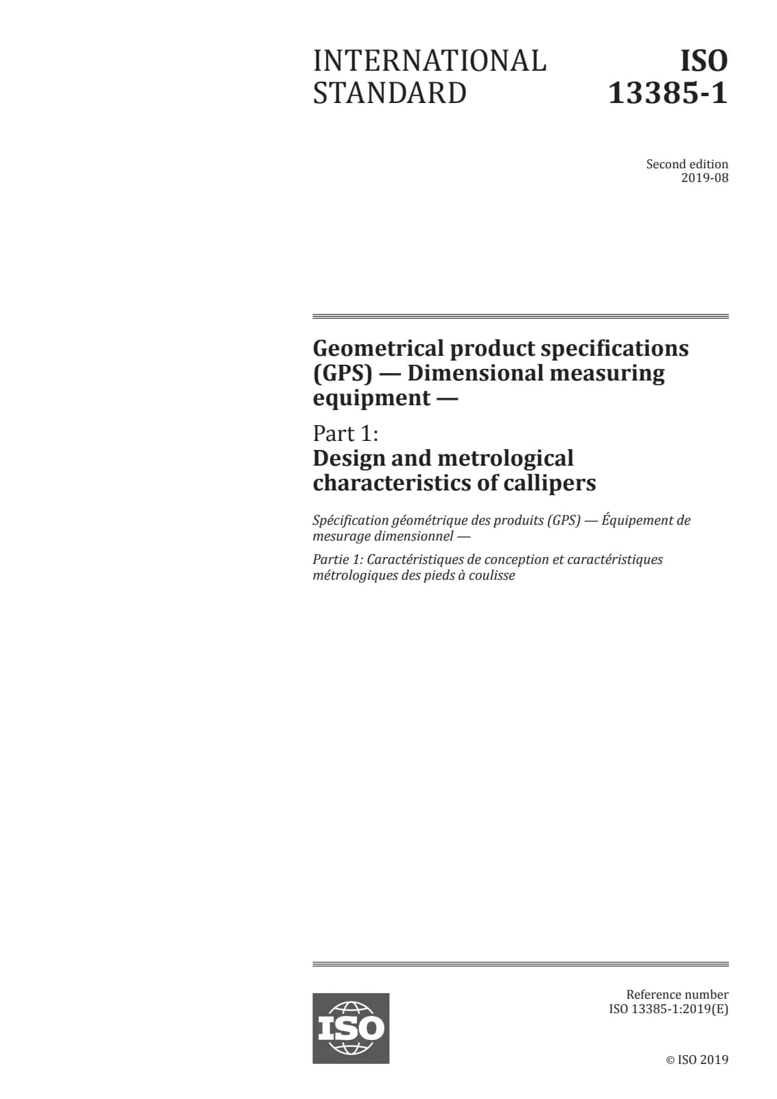 Первая страница стандарта ISO 13385-1:2019