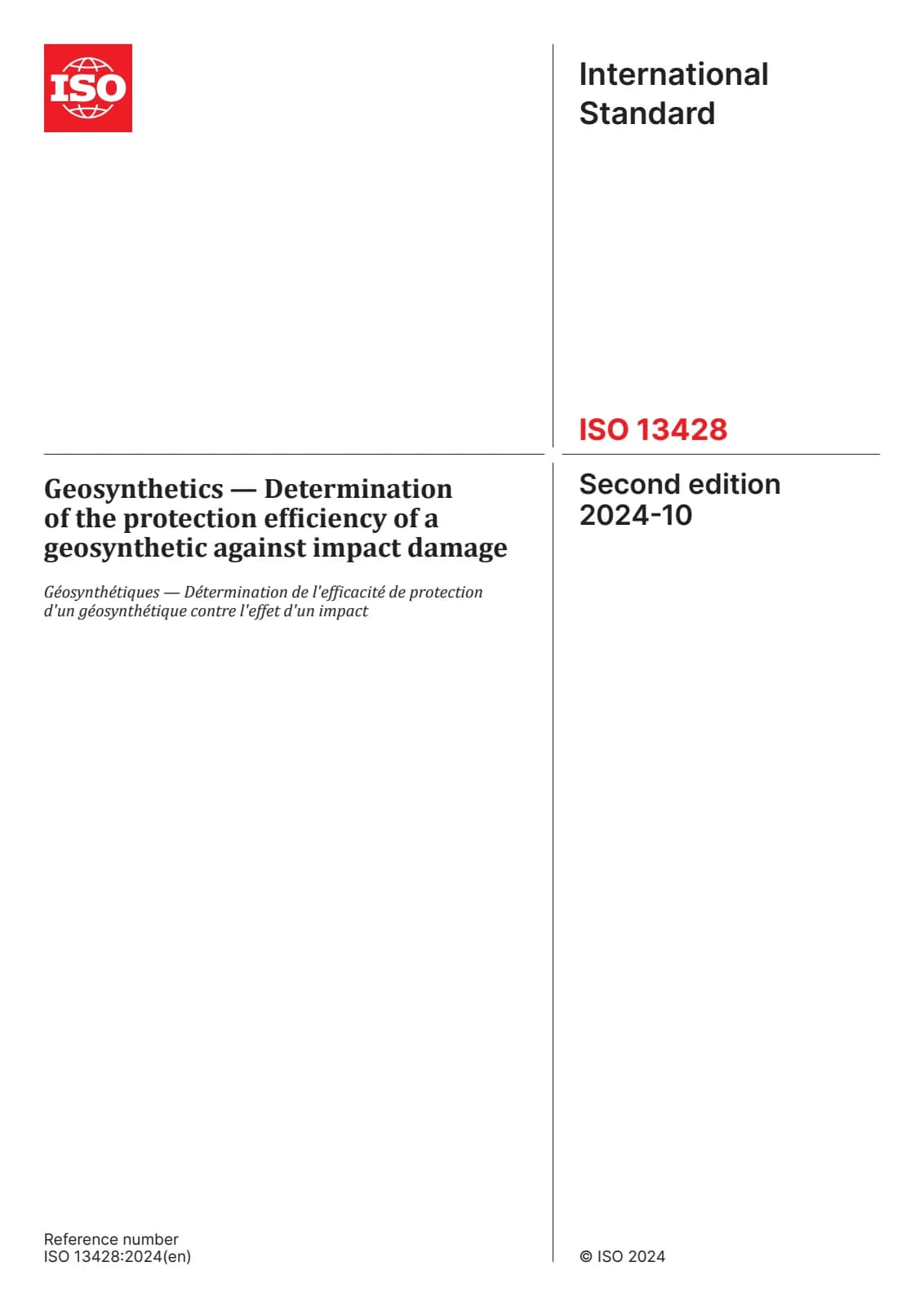 Первая страница стандарта ISO 13428:2024