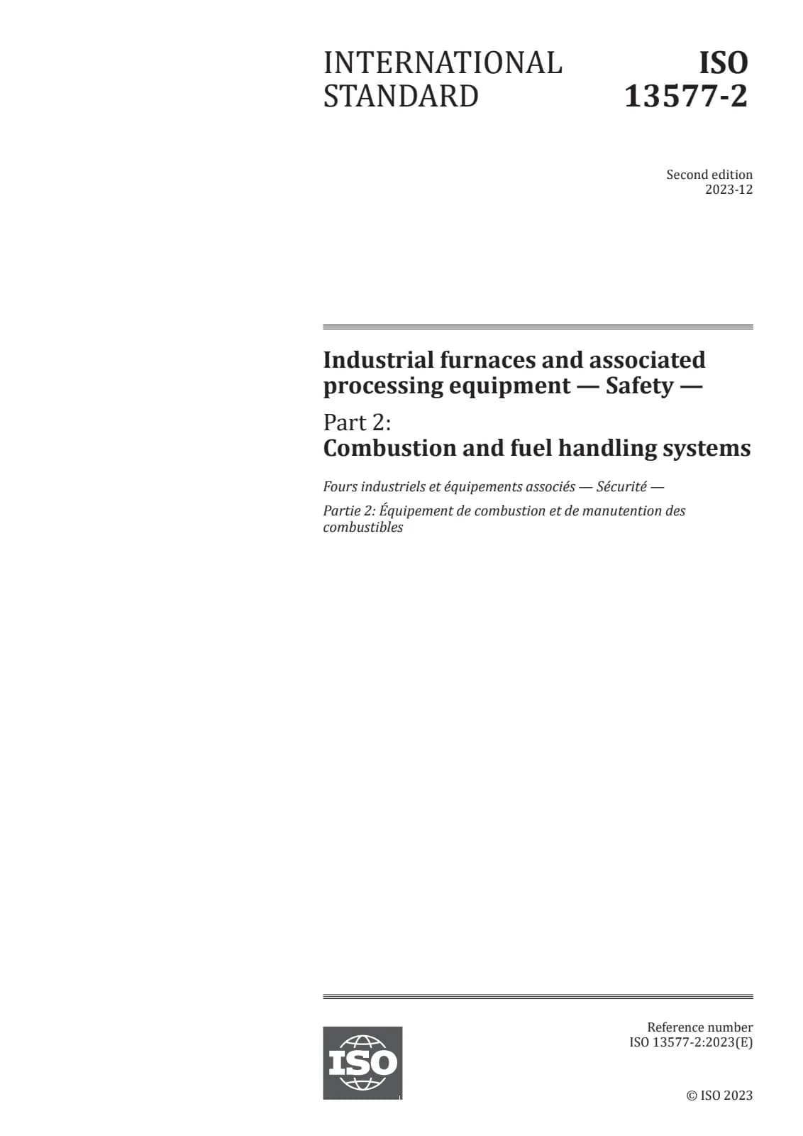Первая страница стандарта ISO 13577-2:2023