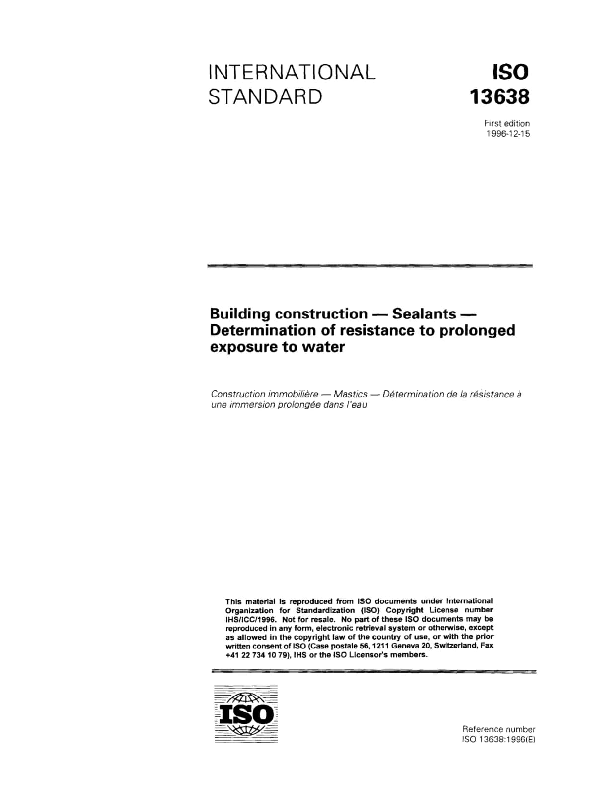 Первая страница стандарта ISO 13638:1996