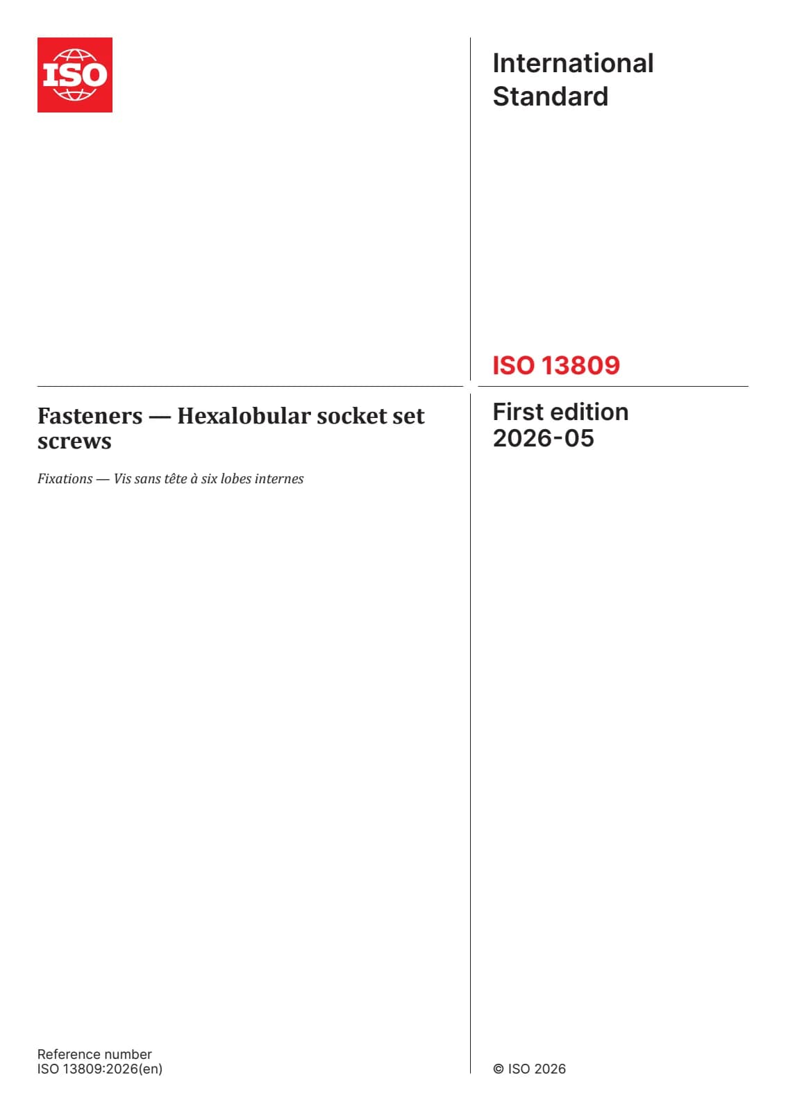 Первая страница стандарта ISO 13809:2026