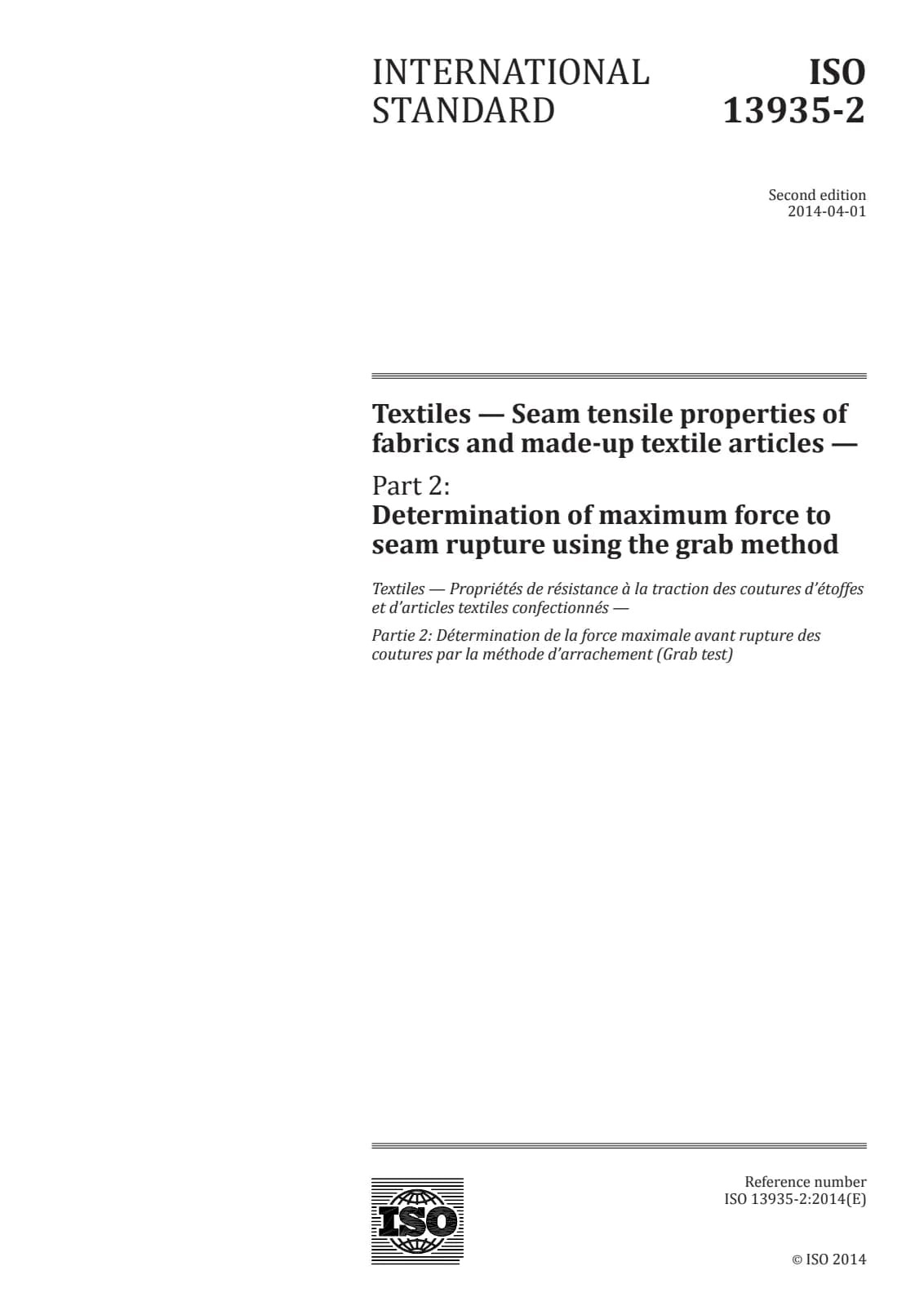 Первая страница стандарта ISO 13935-2:2014