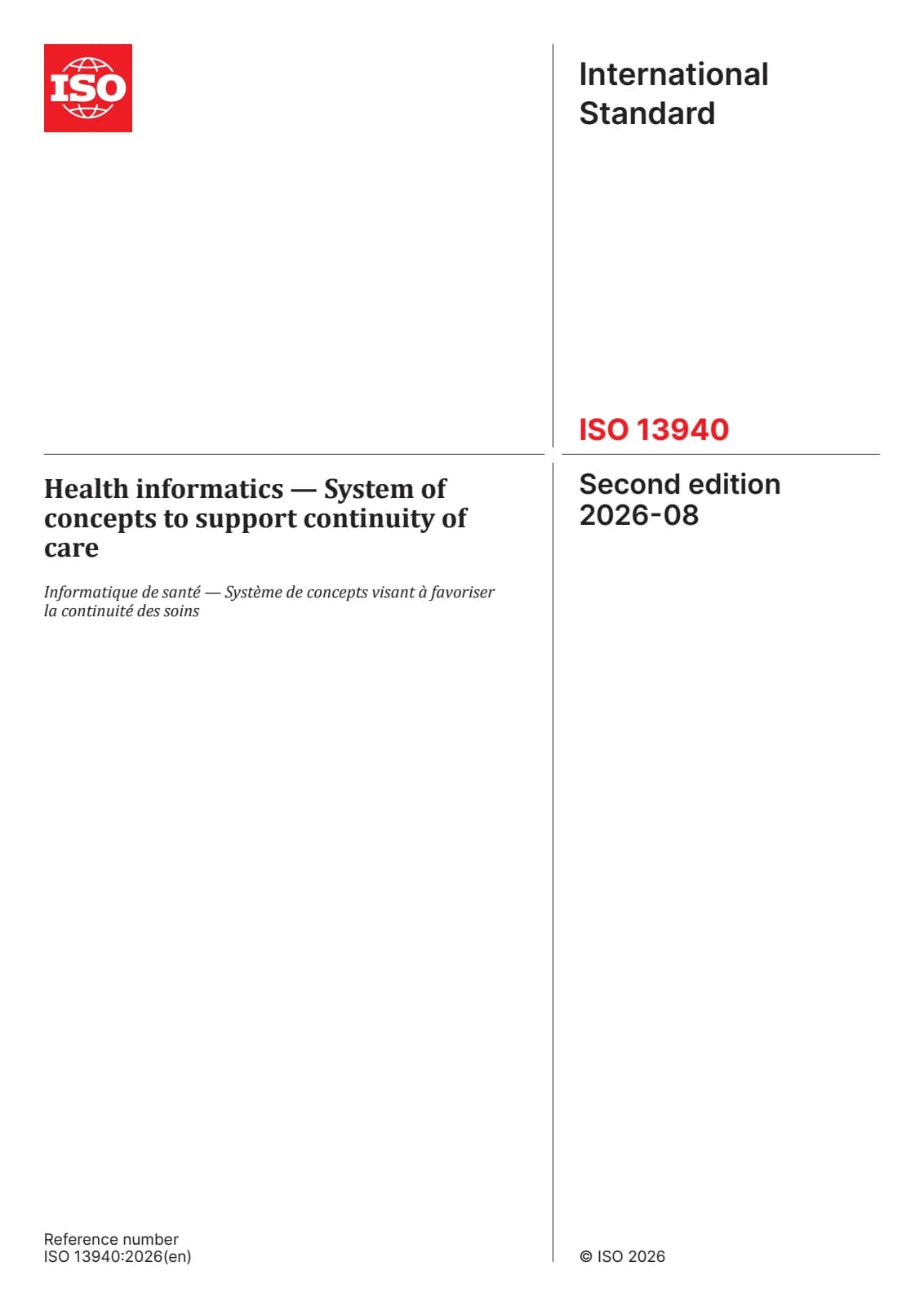Первая страница стандарта ISO 13940:2026