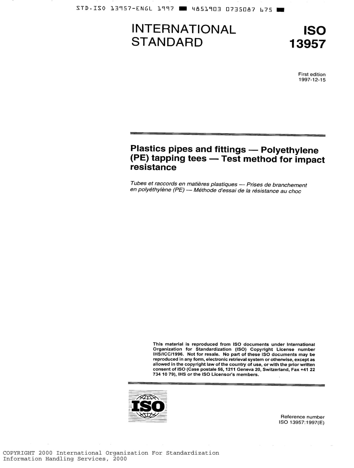 Первая страница стандарта ISO 13957:1997