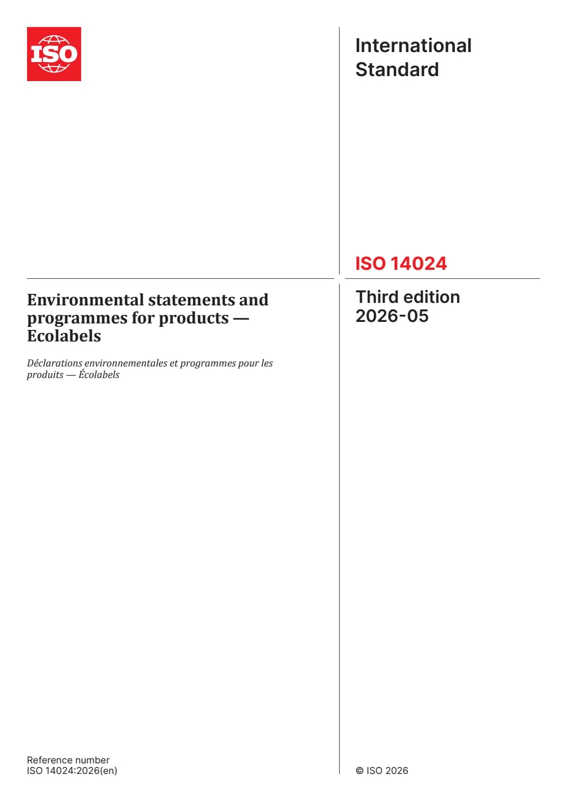Первая страница стандарта ISO 14024:2026