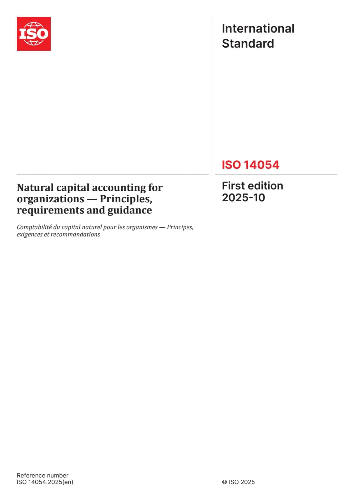 Первая страница стандарта ISO 14054:2025