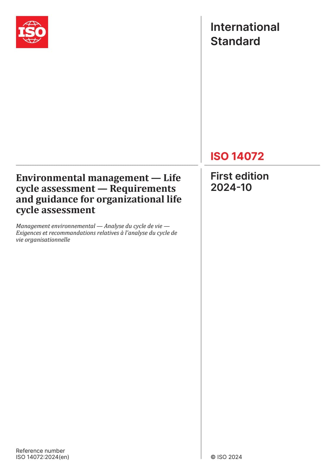 Первая страница стандарта ISO 14072:2024